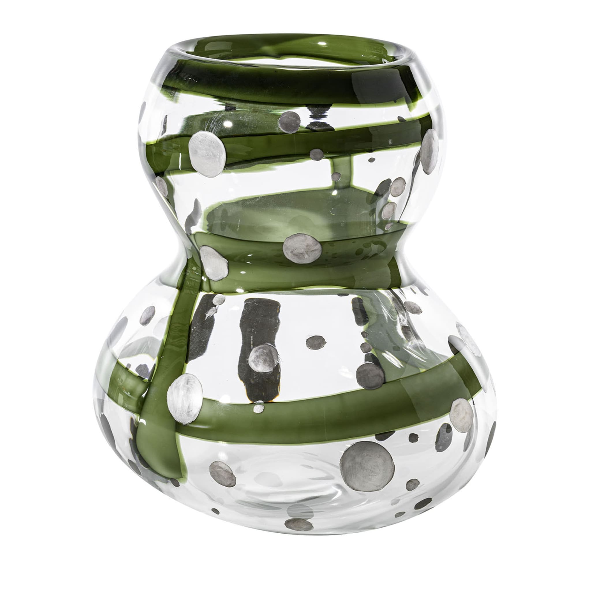 Gran Bulbo Mini vase en verre argenté et vert - Vue principale