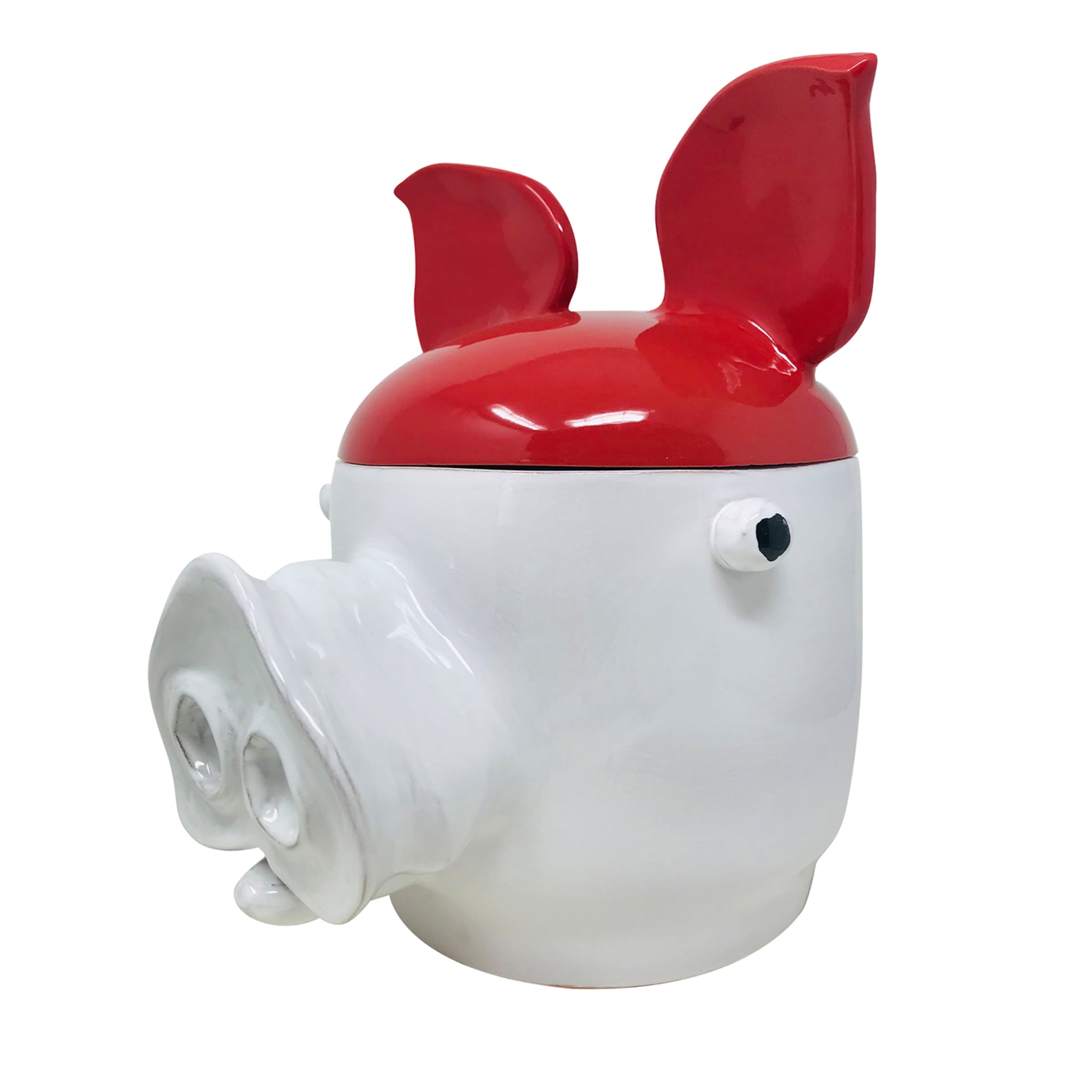 Pig Large Red and White Container with Lid - Main view