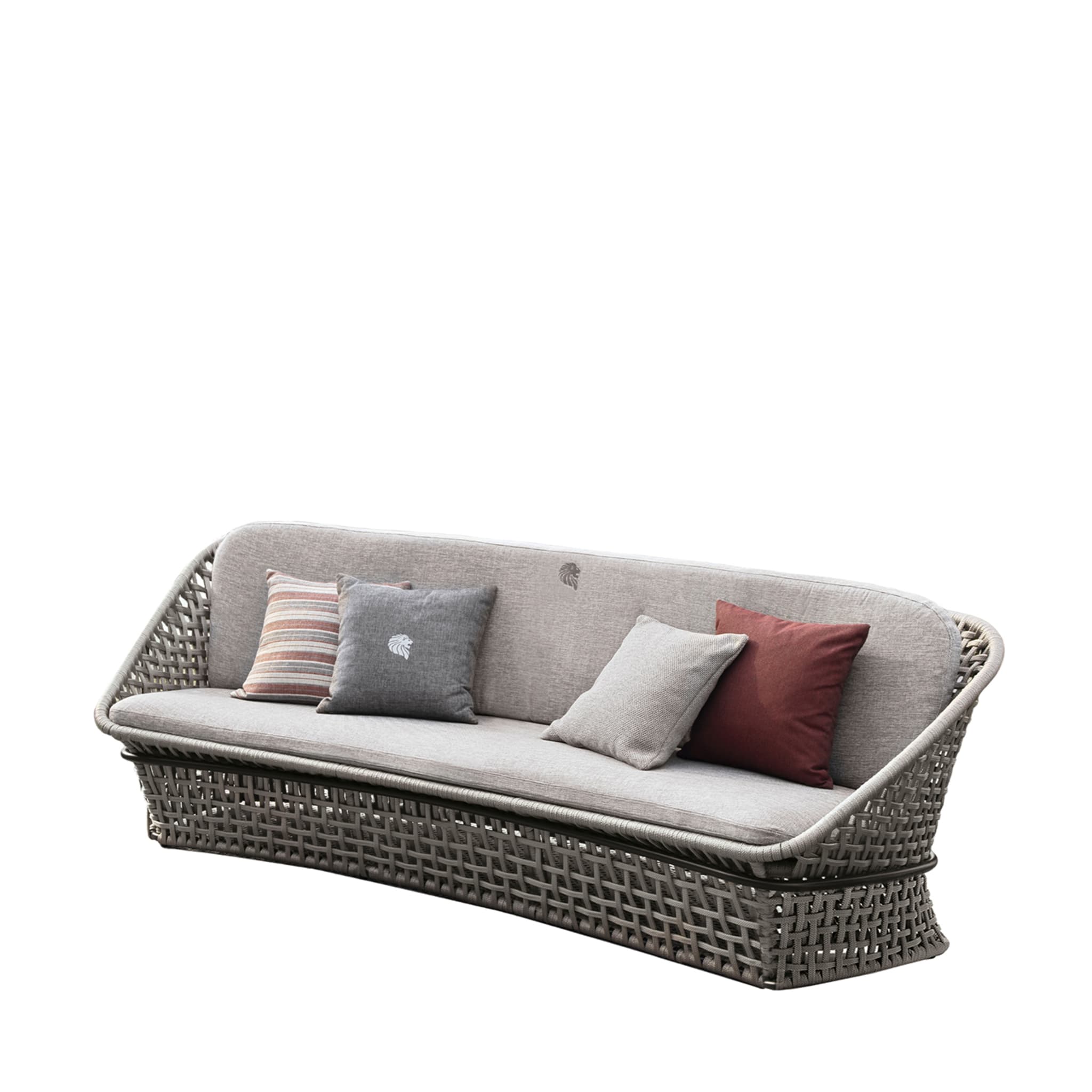3-sitziges Sofa aus grauem Stoff für draußen - Hauptansicht