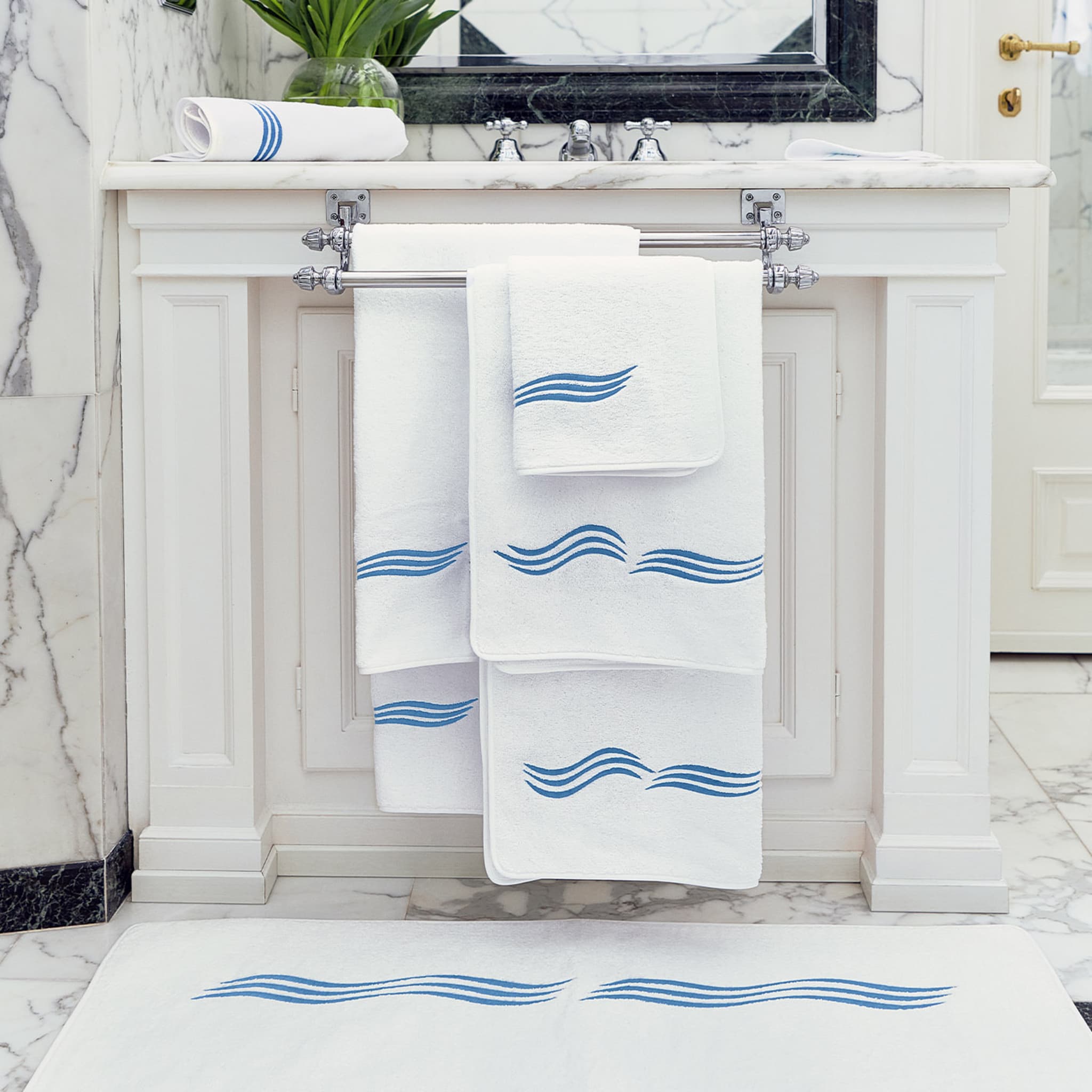 Tuffo White & Assisi Blue Bath Towel - Alternative view 1