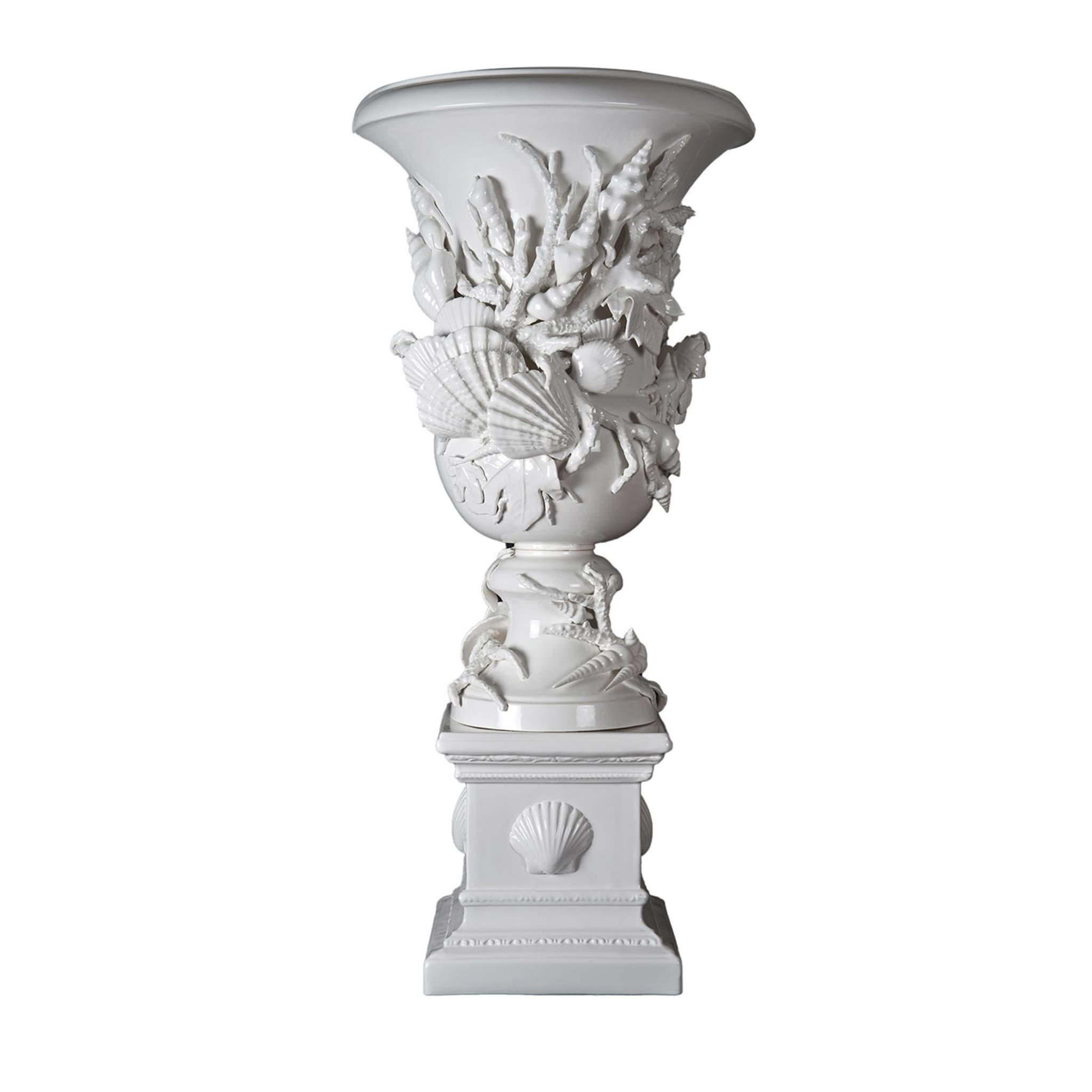 Weiße Vase mit Fuß Cellini von Antonio Fullin  - Hauptansicht