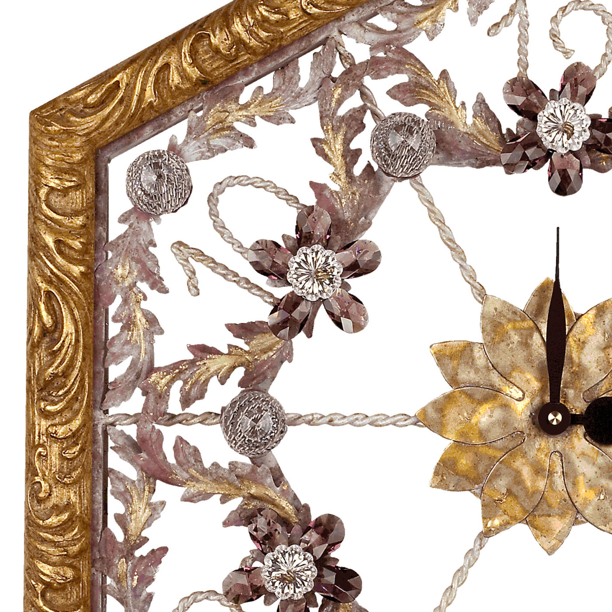 Octagonal Floral Golden Wall Clock - Alternative view 1