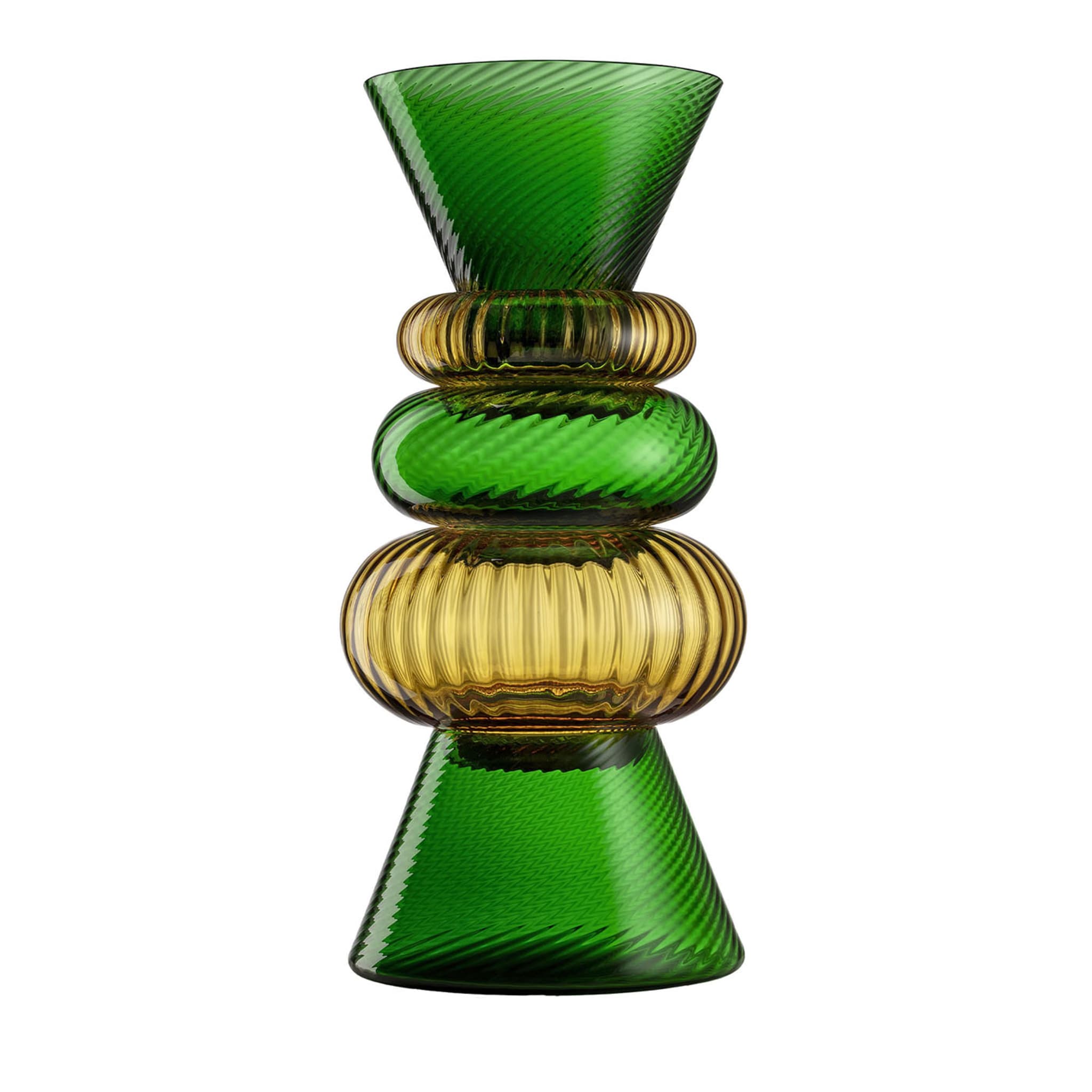 Issey Set of 5 Green and Amber Vases By Matteo Zorzenoni - Vue principale