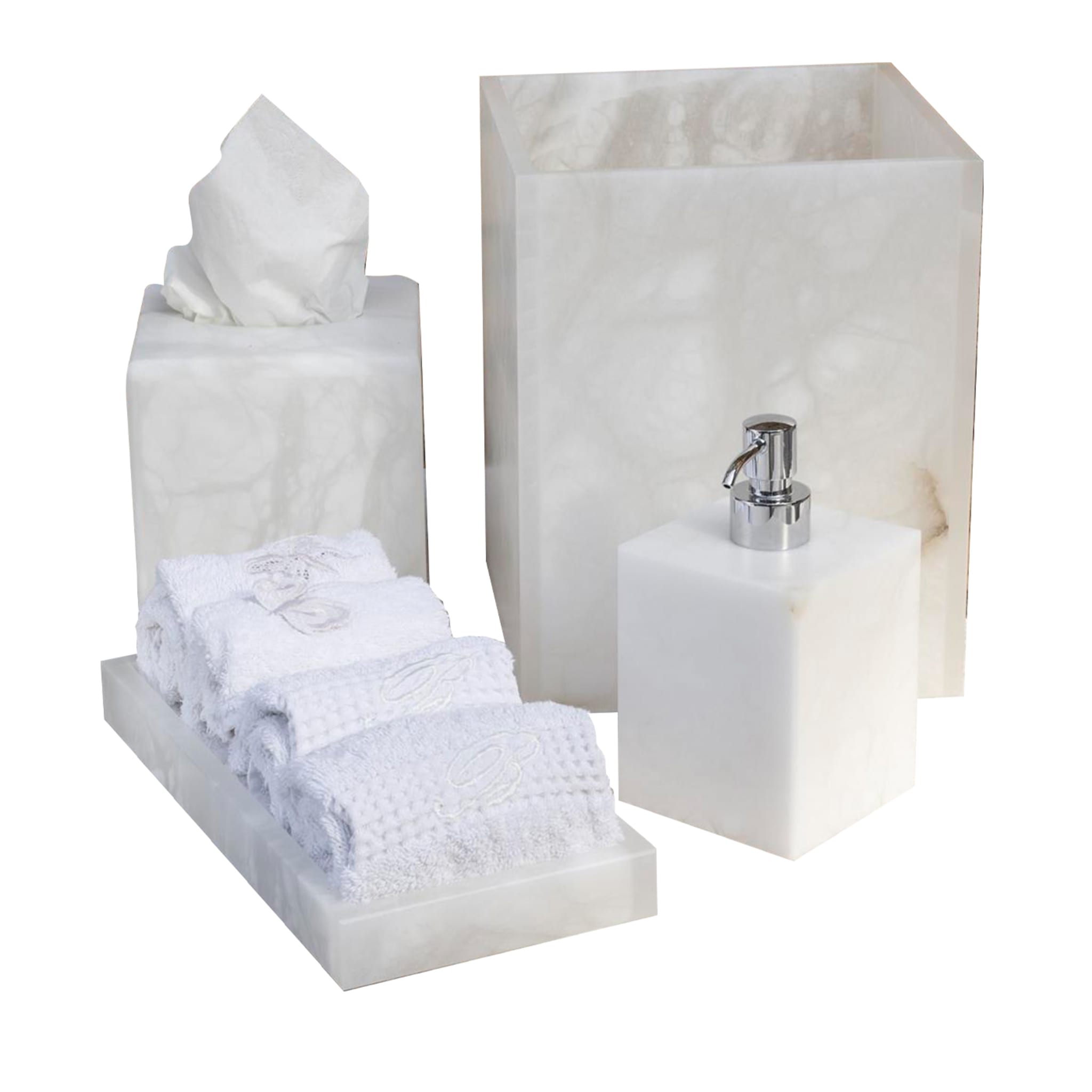 Picasso Luxury 4-Pieces Alabaster Bathroom Set - Main view