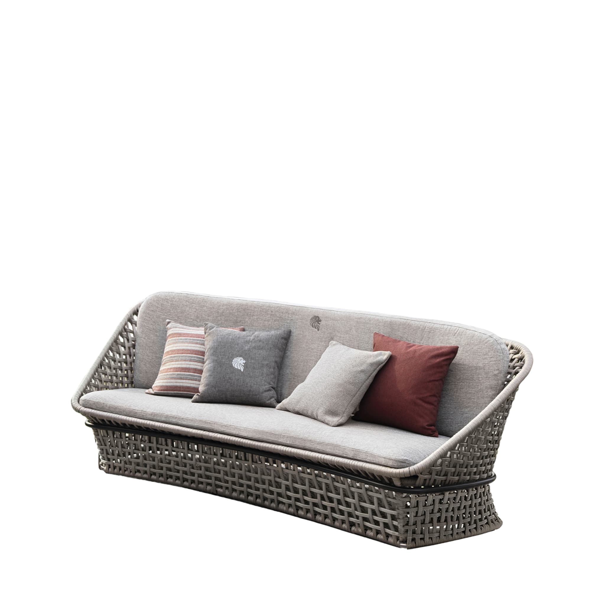 Canapé d'extérieur 2 places en tissu gris - Vue principale