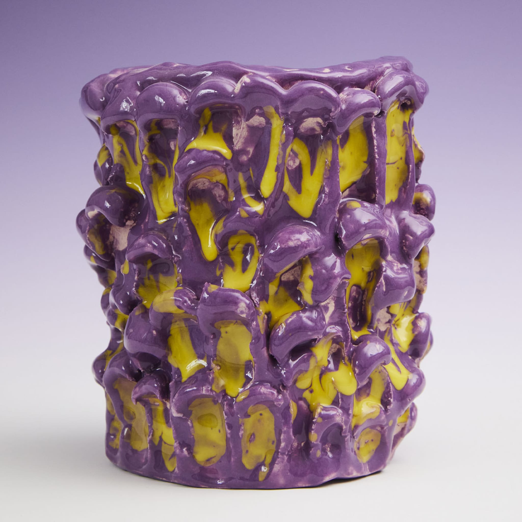 Vase Onda Velvet violet et jaune citron - Vue alternative 5