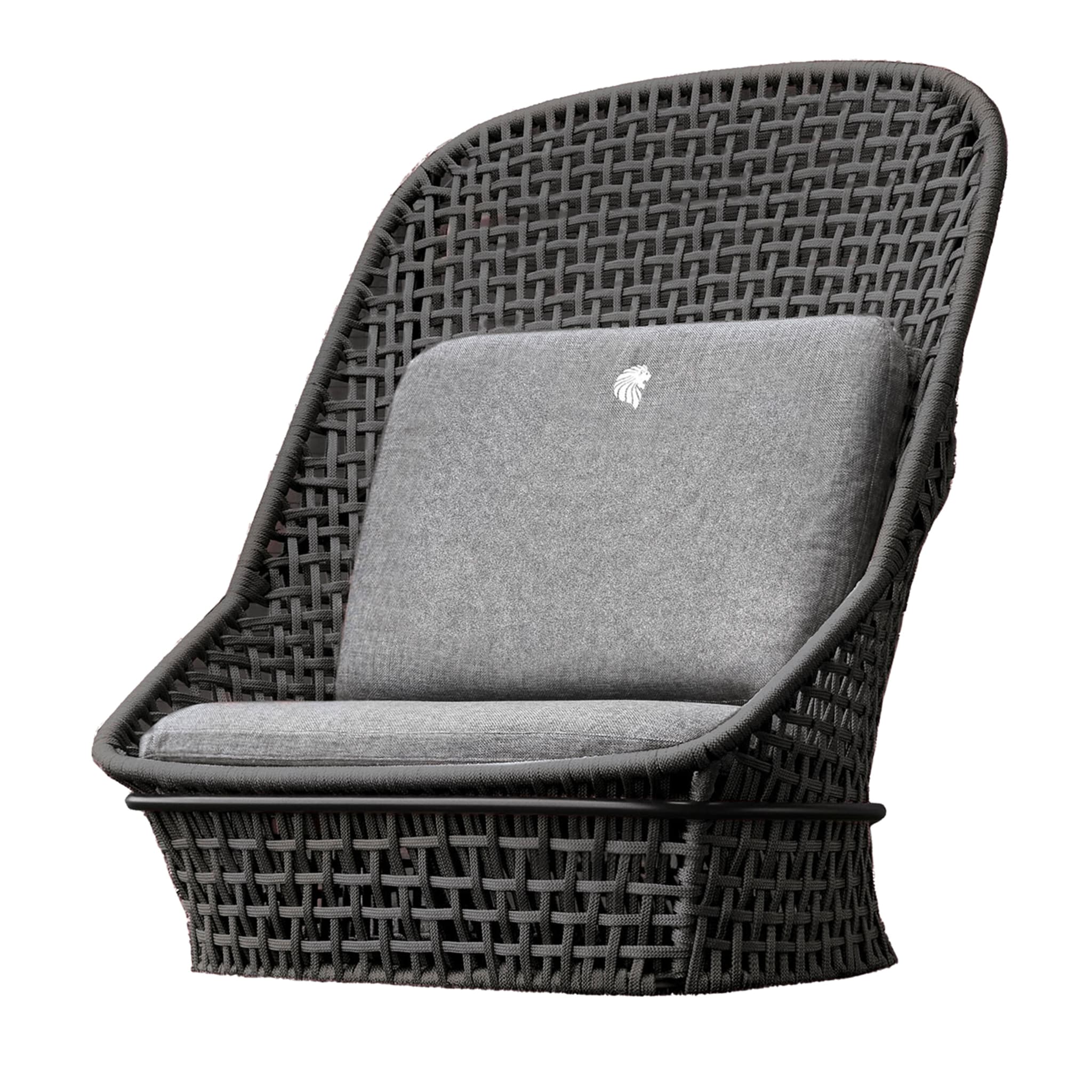 Chaise d'extérieur en tissu à dossier haut noir - Vue principale