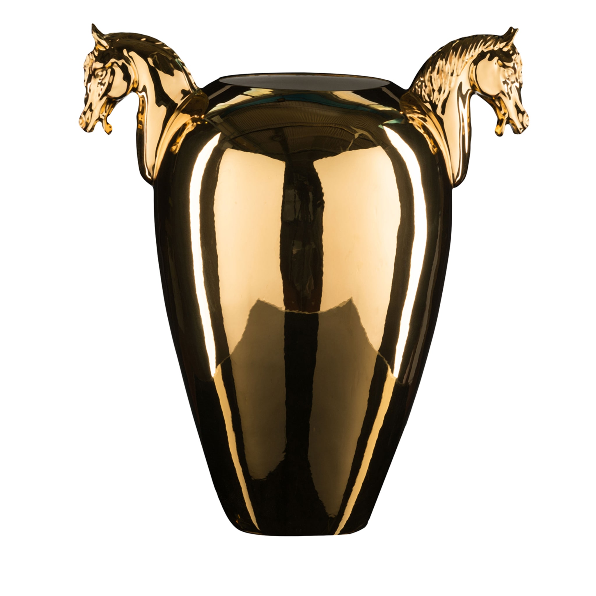 Pferd Große Goldene Dekorative Vase - Hauptansicht