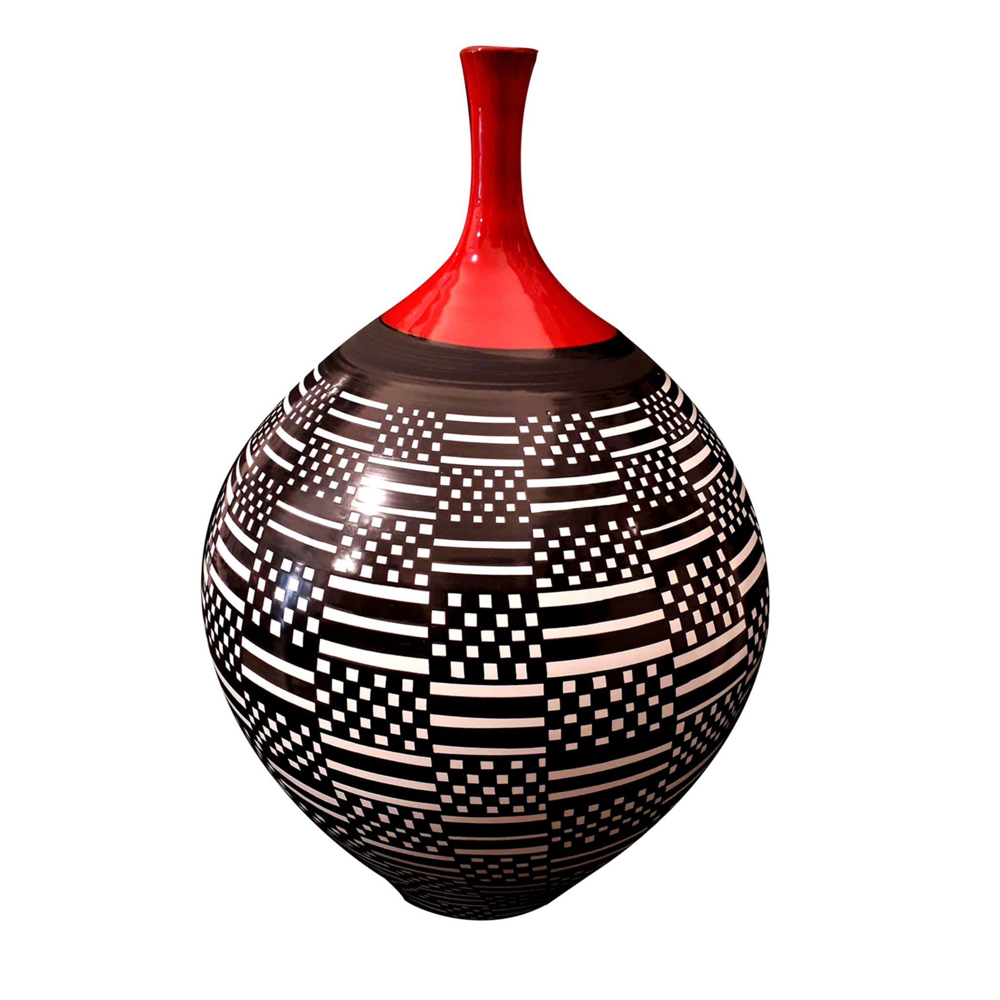 Scacchi Optical Schwarz/Weiß/Rot Vase - Hauptansicht