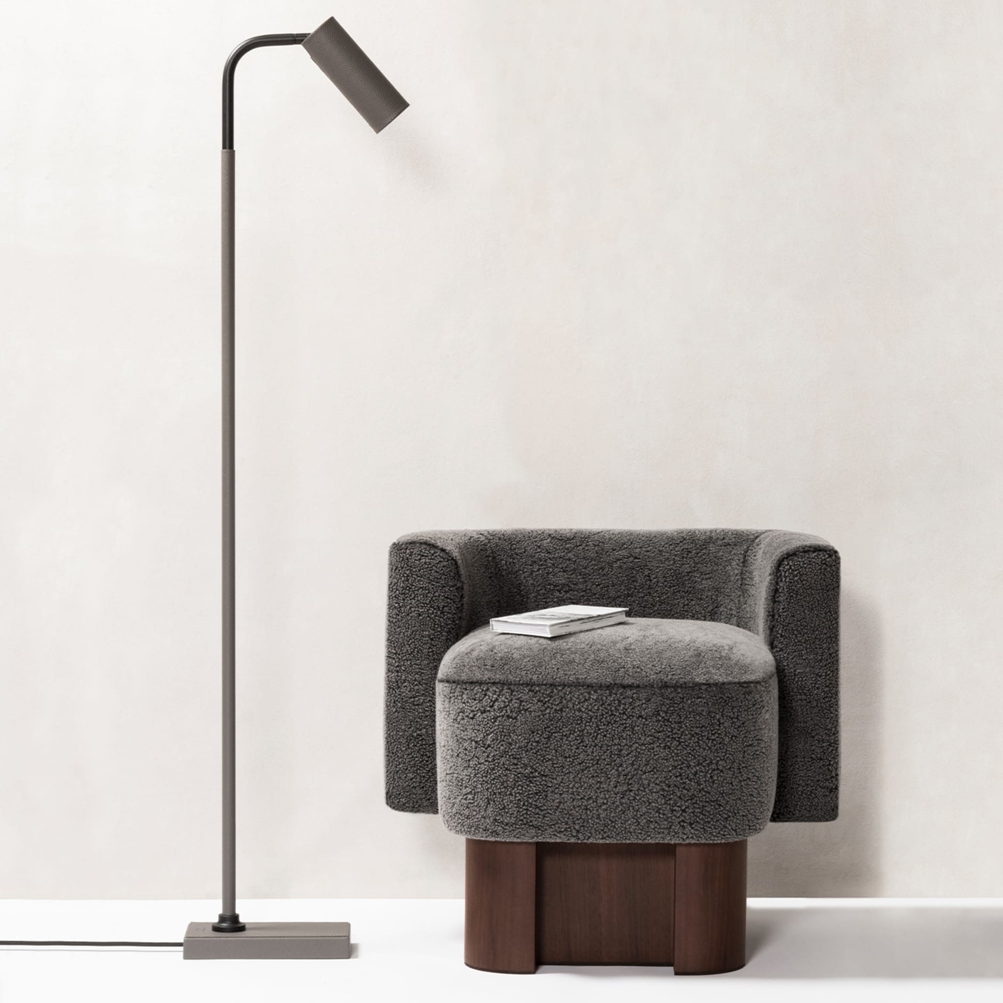 Marquesse Gray Leather Floor Lamp - Alternative view 1