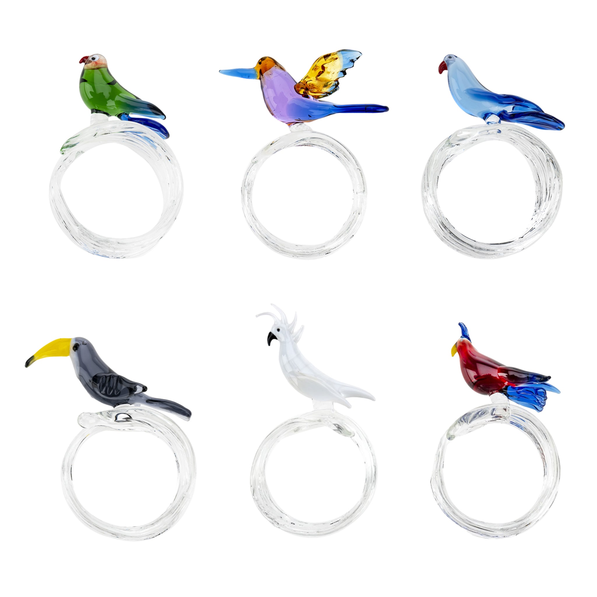 Tropical Bird Set of 6 Napkin Rings - Main view