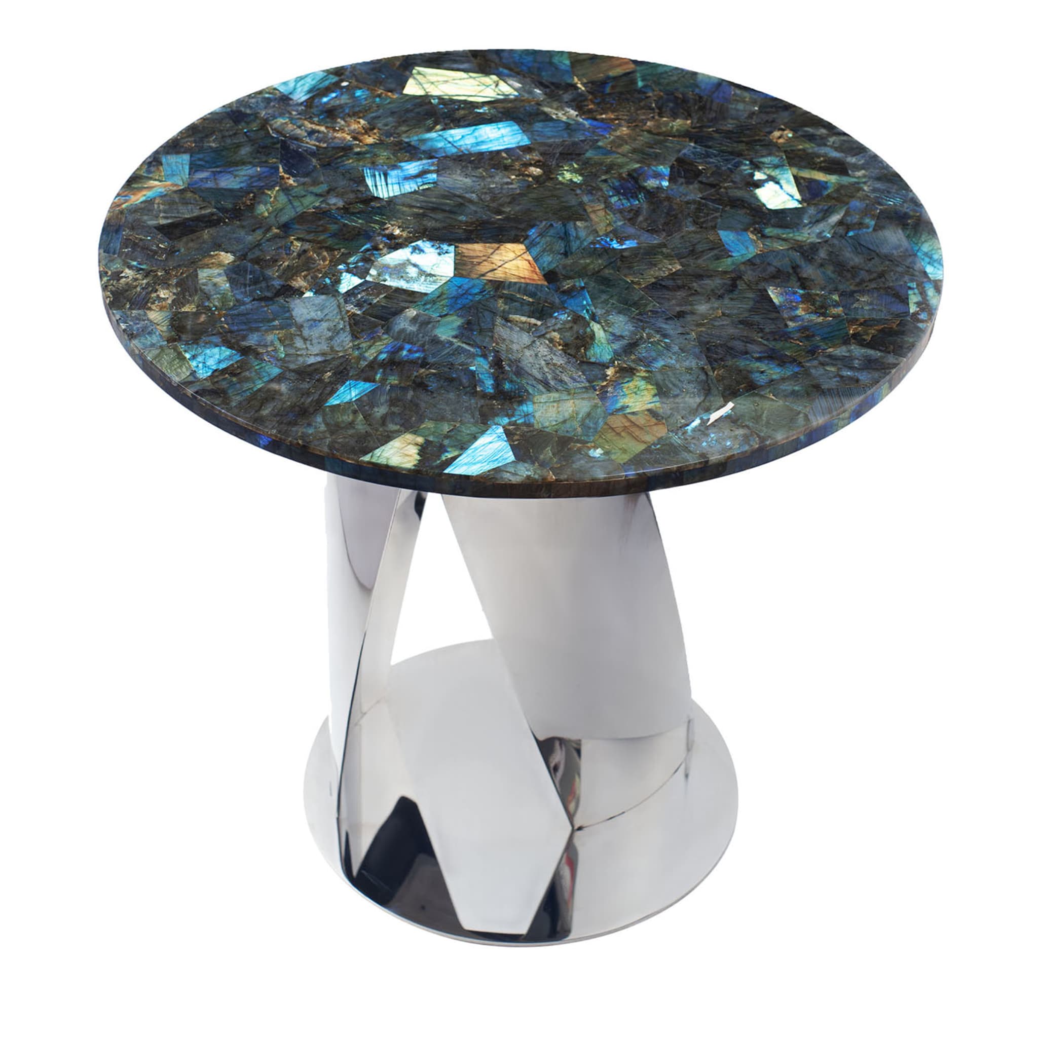 Buonanotte Round Labradorite & Chromed Side Table - Main view