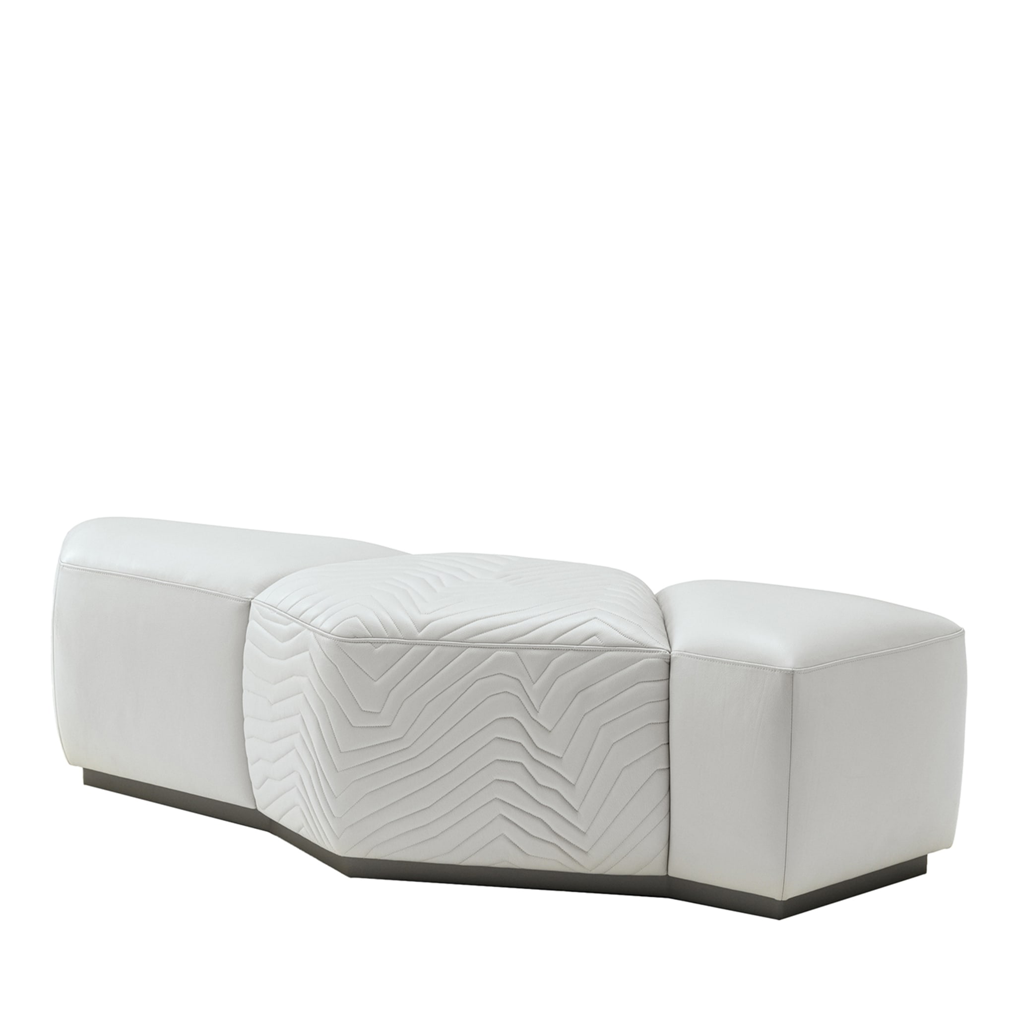White Bench in Nubuk Leather by Castello Lagravinese Studio - Main view
