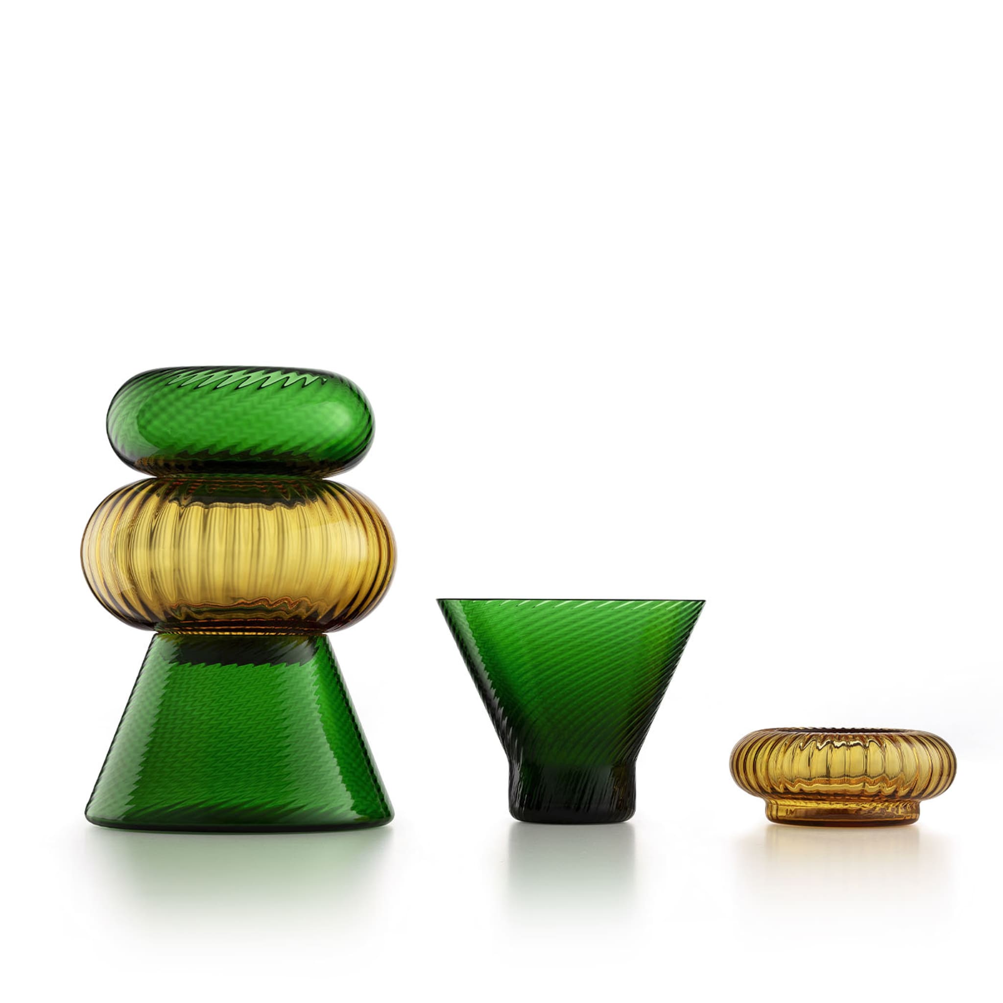 Issey Set of 5 Green and Amber Vases By Matteo Zorzenoni - Vue alternative 2
