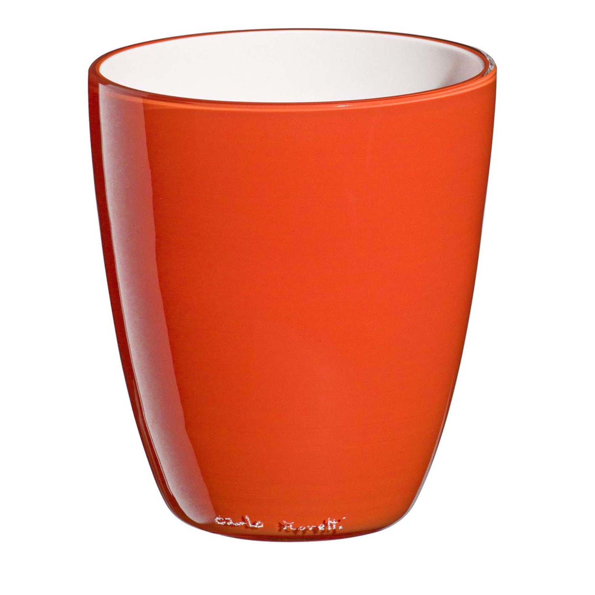 Pirus Orangefarbenes und weißes Glas von Carlo Moretti - Hauptansicht