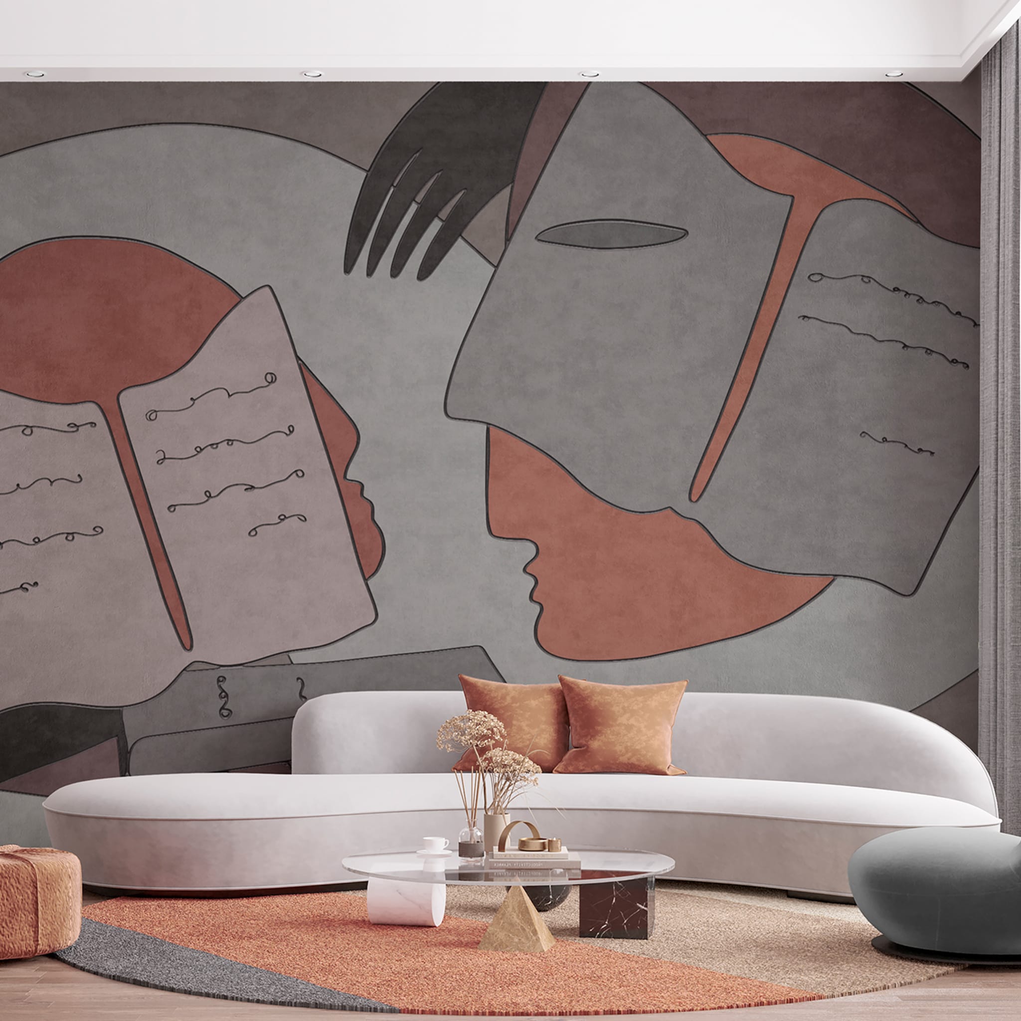 Greyish self introspection textured wallpaper - Alternative view 1