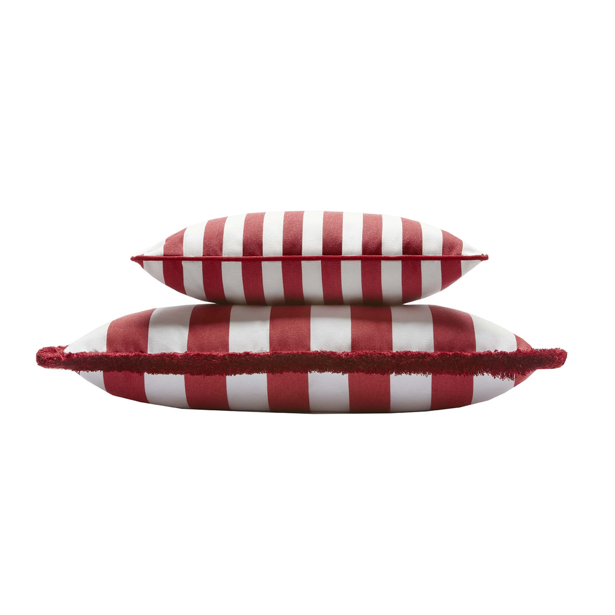 Happy Striped White and Red Outdoor Pillow - Alternative view 1