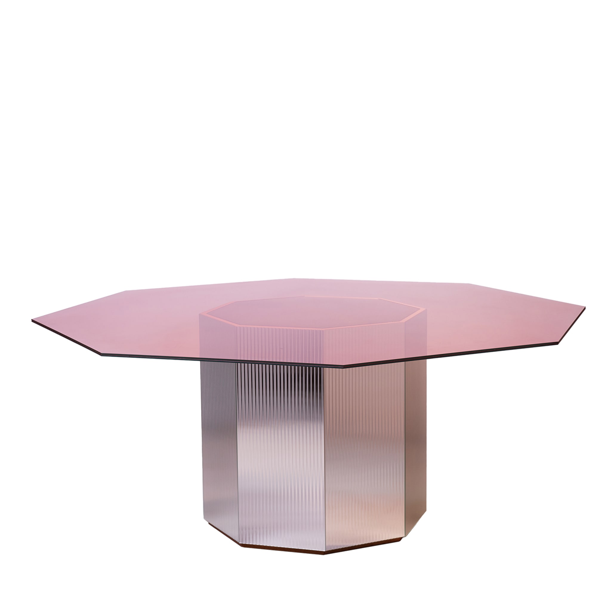 Sandra e Raimondo 140 Table de salle à manger en verre et bois rose - Vue principale