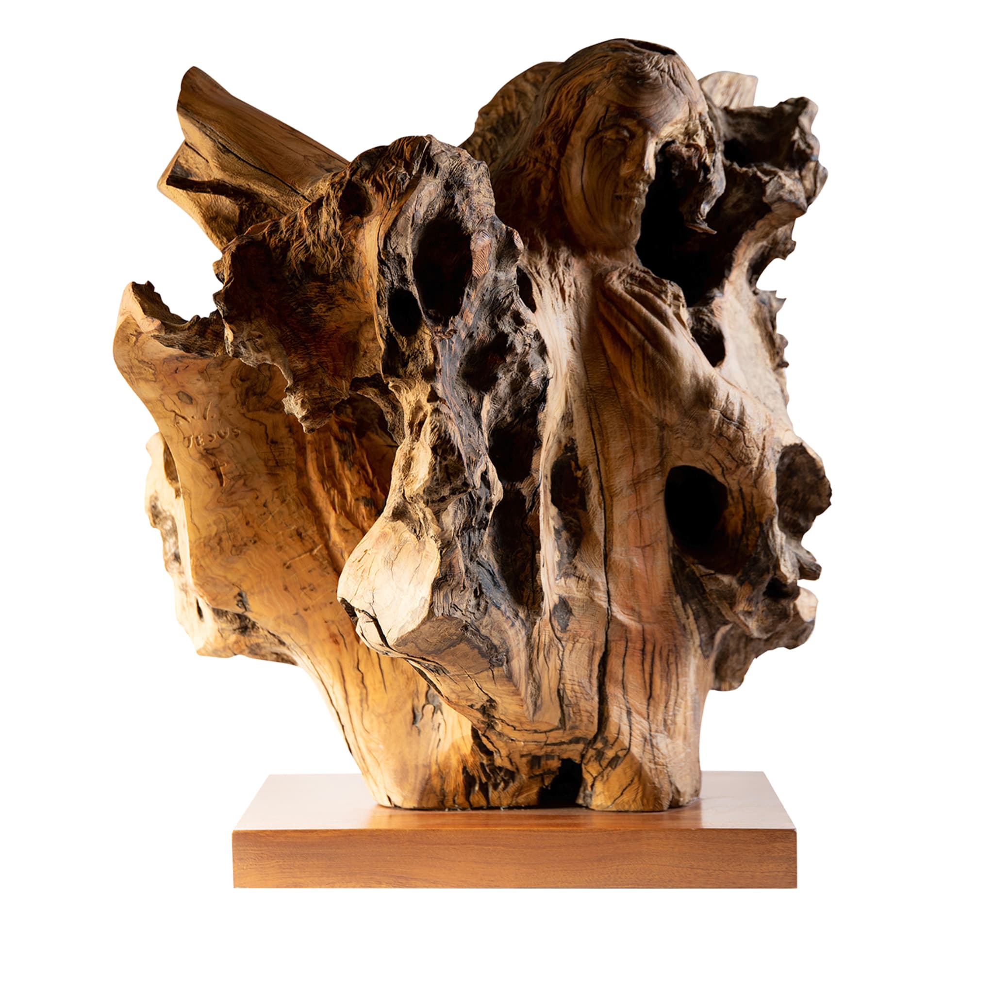 Escultura de madera de olivo Cuore Infranto - Vista principal
