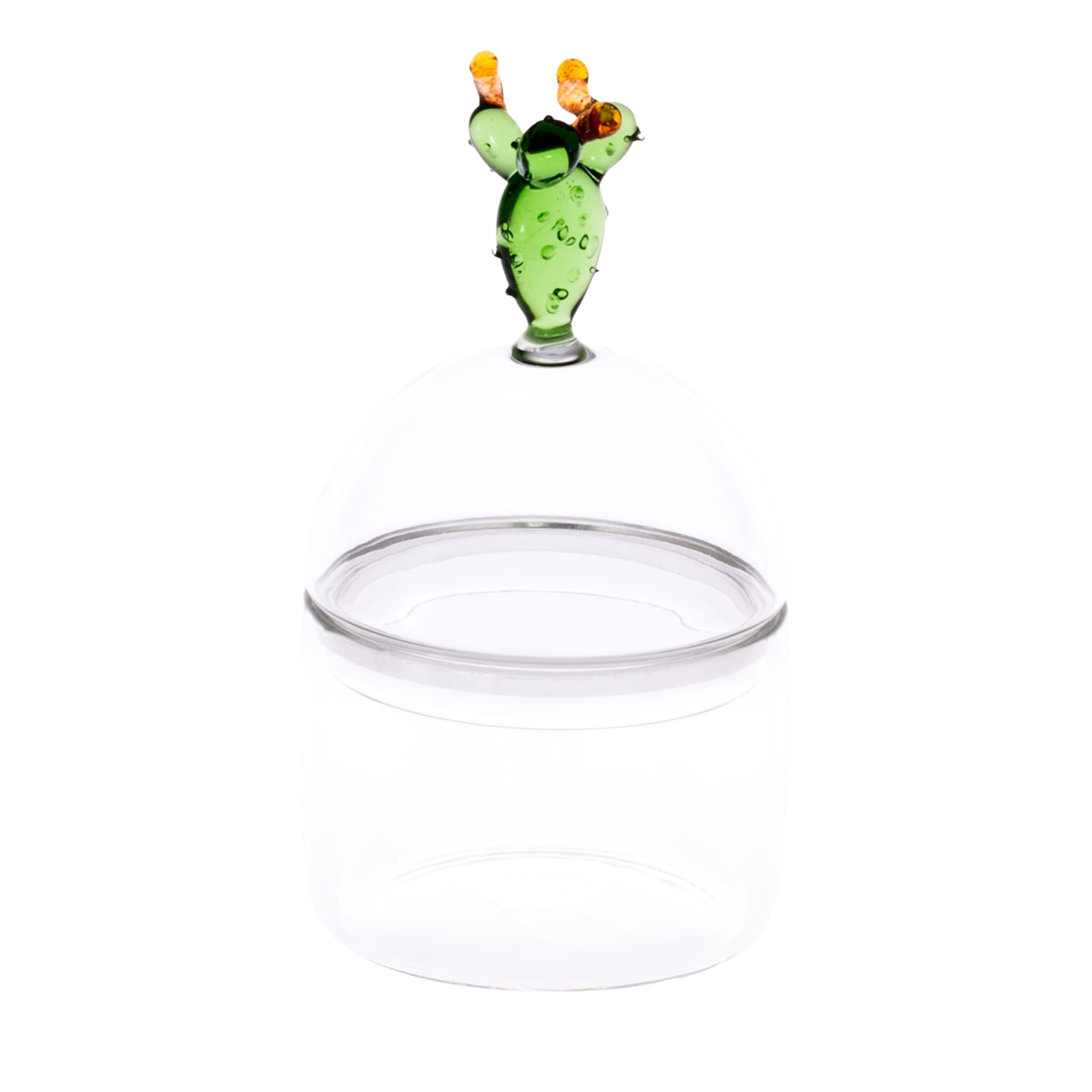 Mediterraneo Handcrafted Small Cactus Glass Container  - Main view