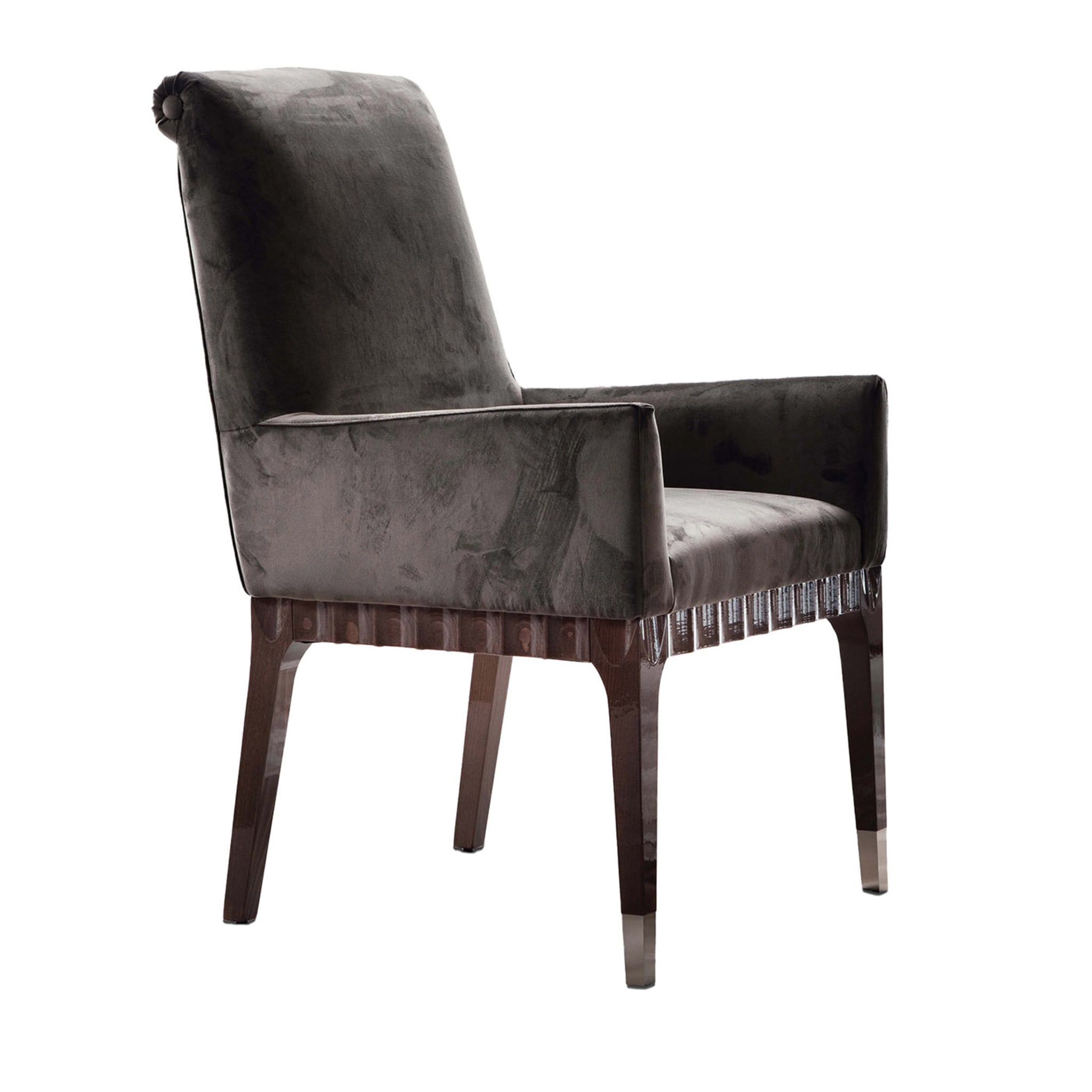 Visone Velvet fabric Chair with Armrests - Main view