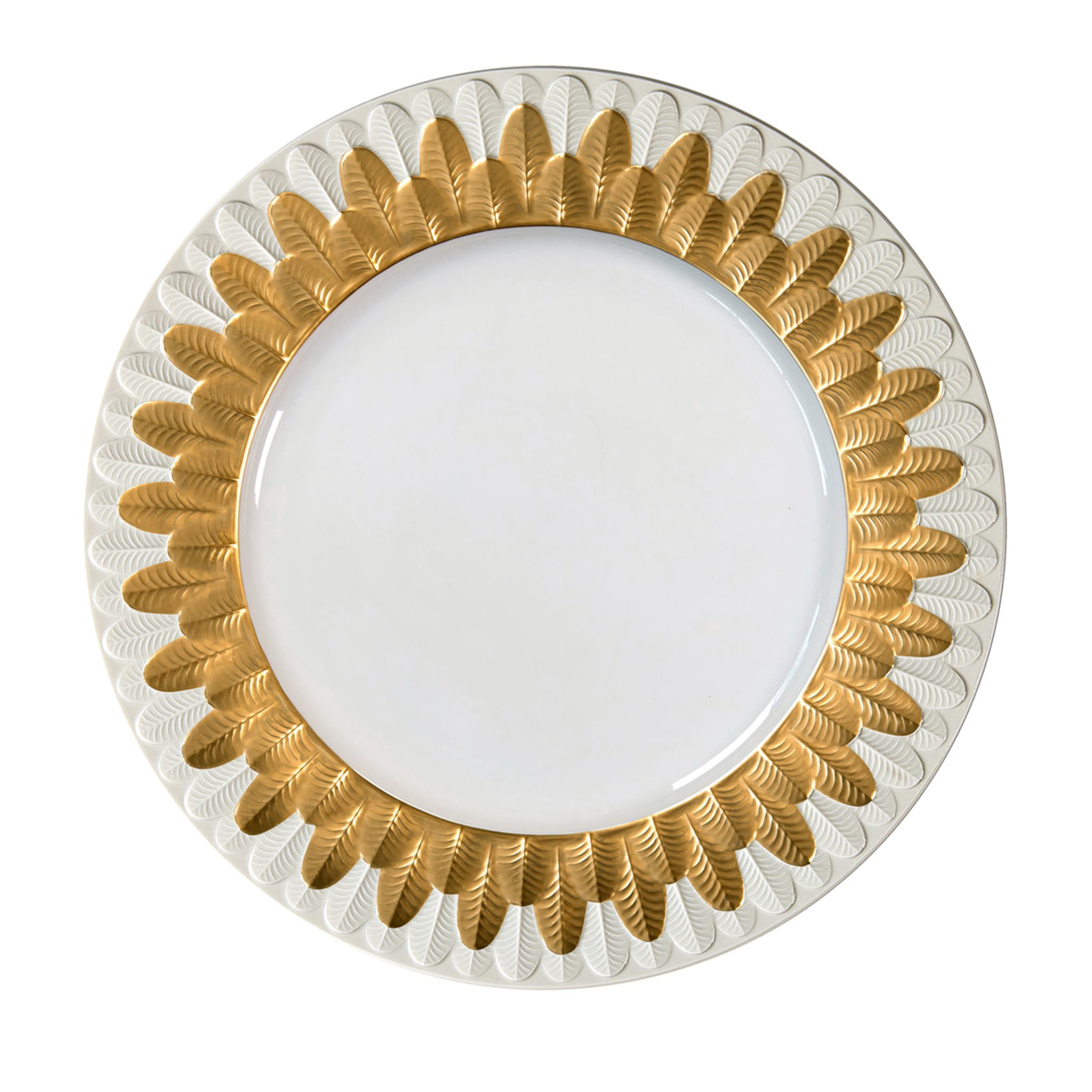 PEACOCK LAY PLATE - GOLD AND WHITE - Main view