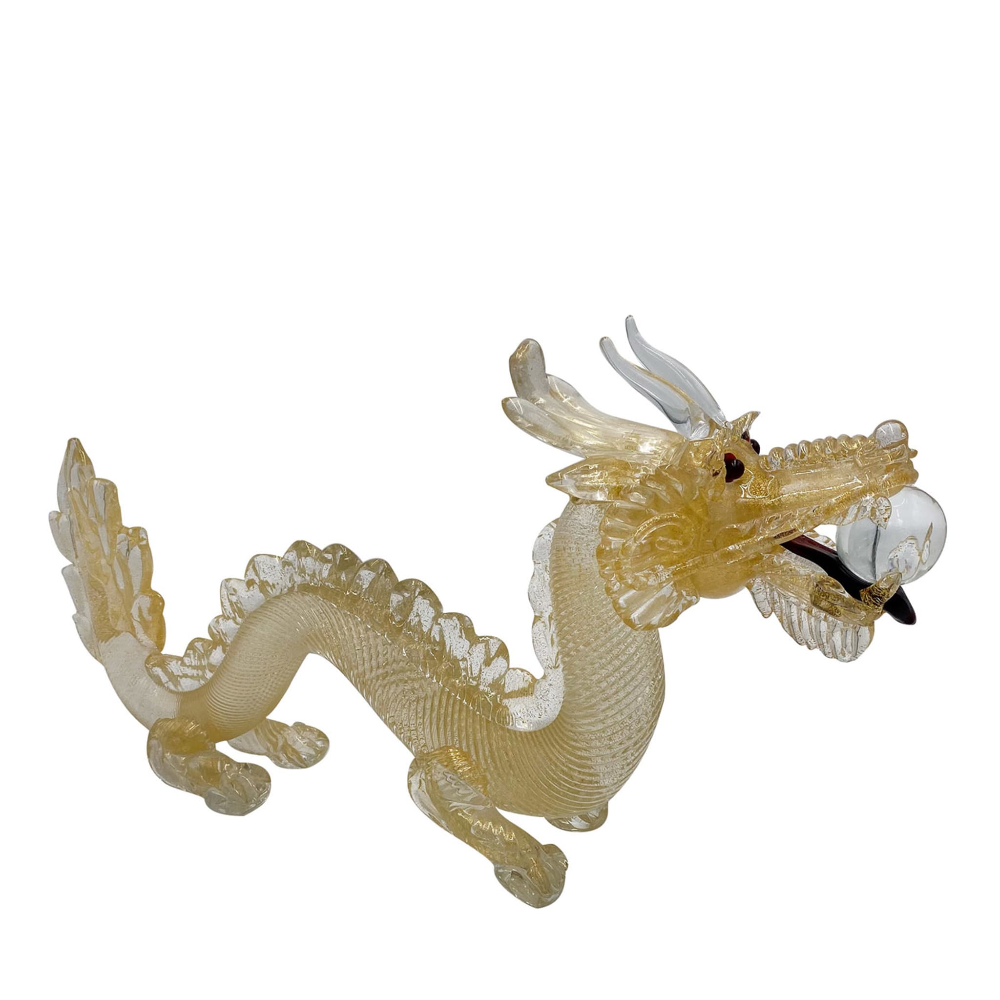 Estatuilla dorada de dragón chino - Vista principal
