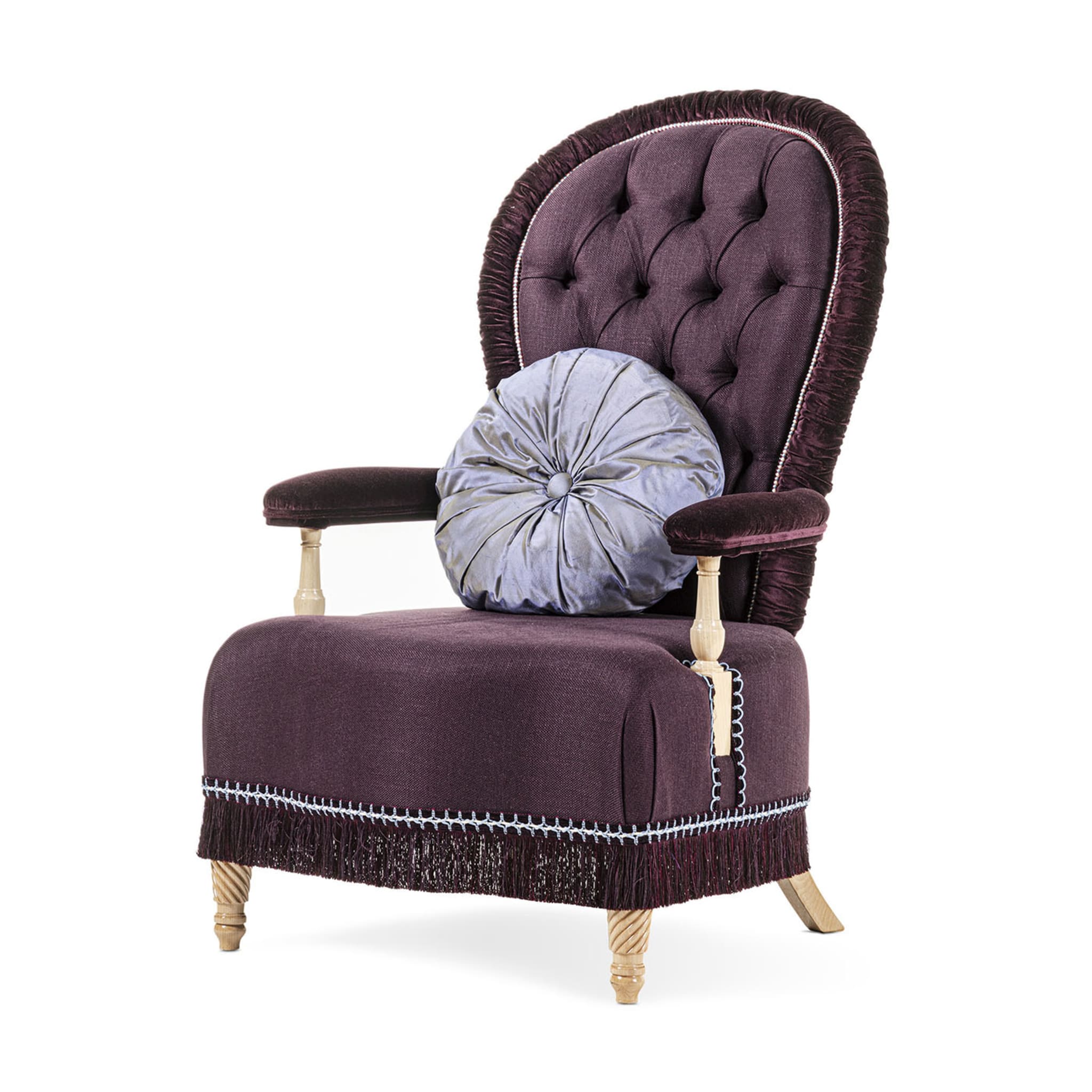 Purple Linen and Velvet Armchair  - Alternative view 1