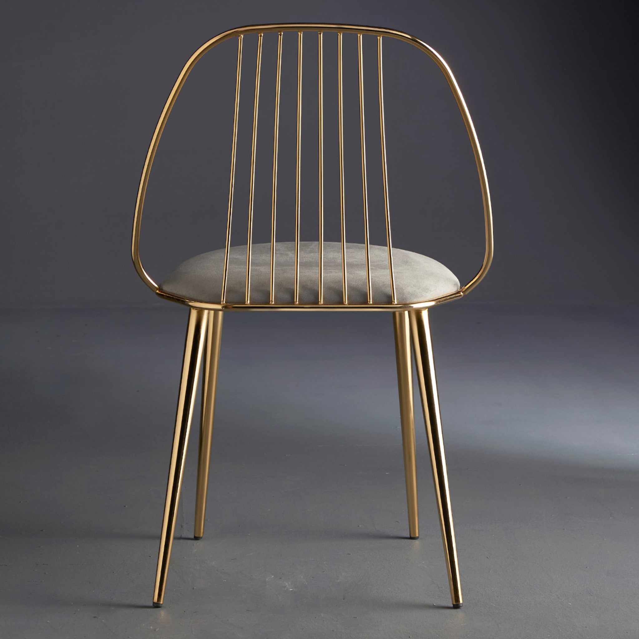 Waiya Pearl-Gray & Chromed Brass Chair by E. Girotti - Alternative view 1