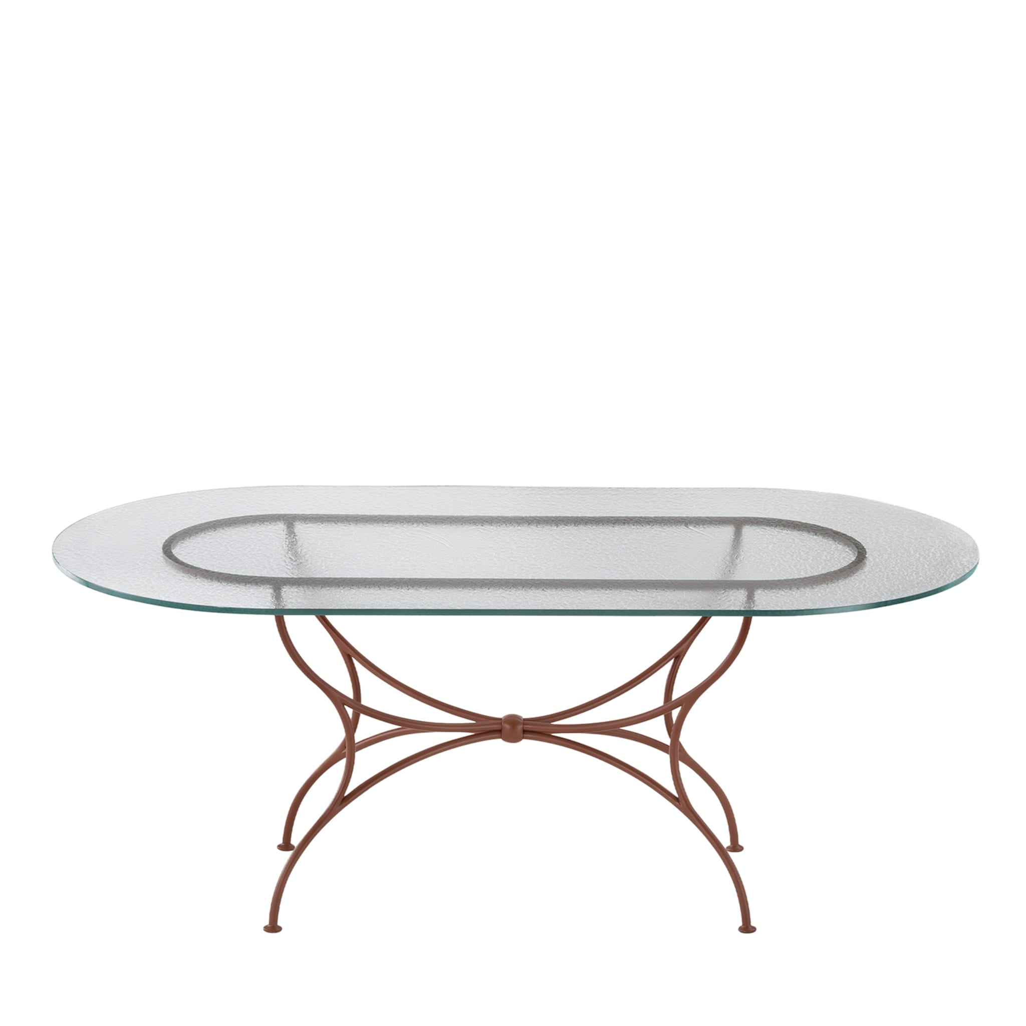 Solivo Glass & Wrought Iron Oval Table - Main view