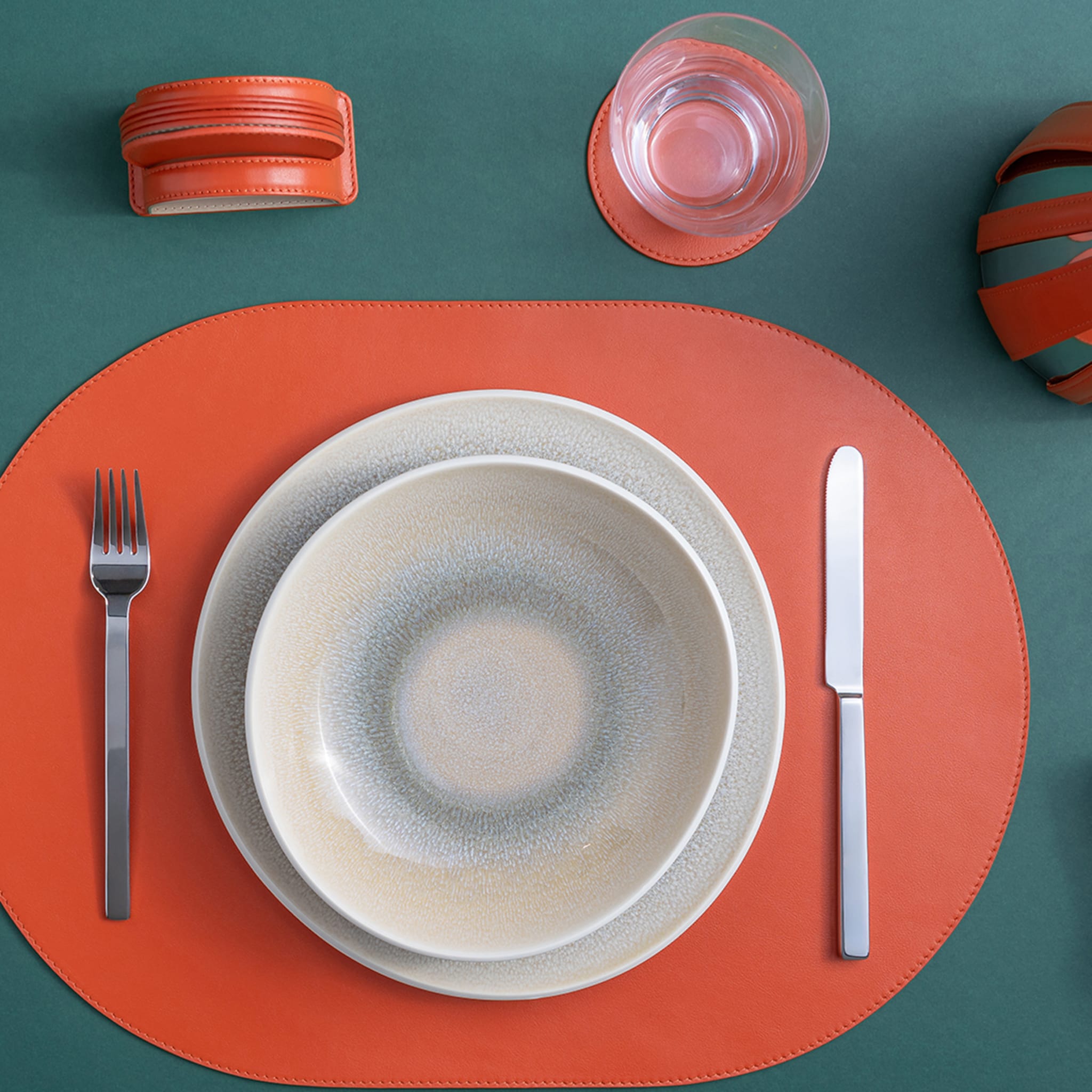 Set of 6 Dalì Soft Spritz Orange and Cappuccino Beige Round Coasters - Alternative view 4