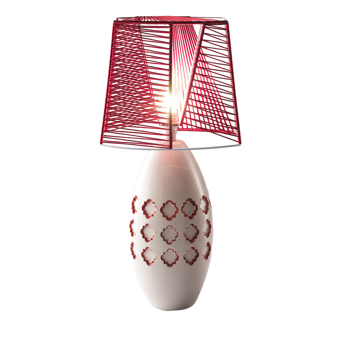 Cherry-Red Table Lamp by M.A. Taticchi & Giacomo Benedetti - Materia Ceramica