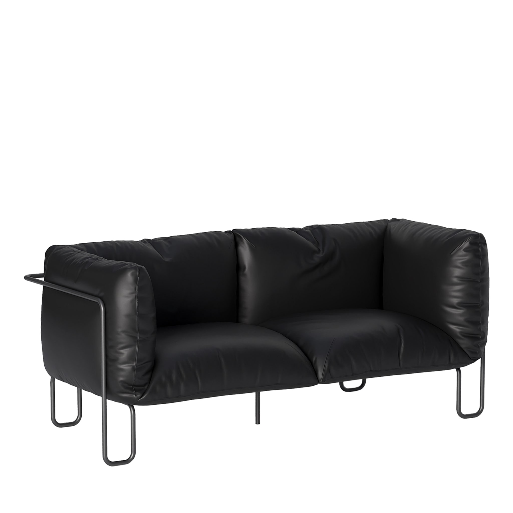 Fargo Soft 150 Black Leather Indoor Sofa - Main view