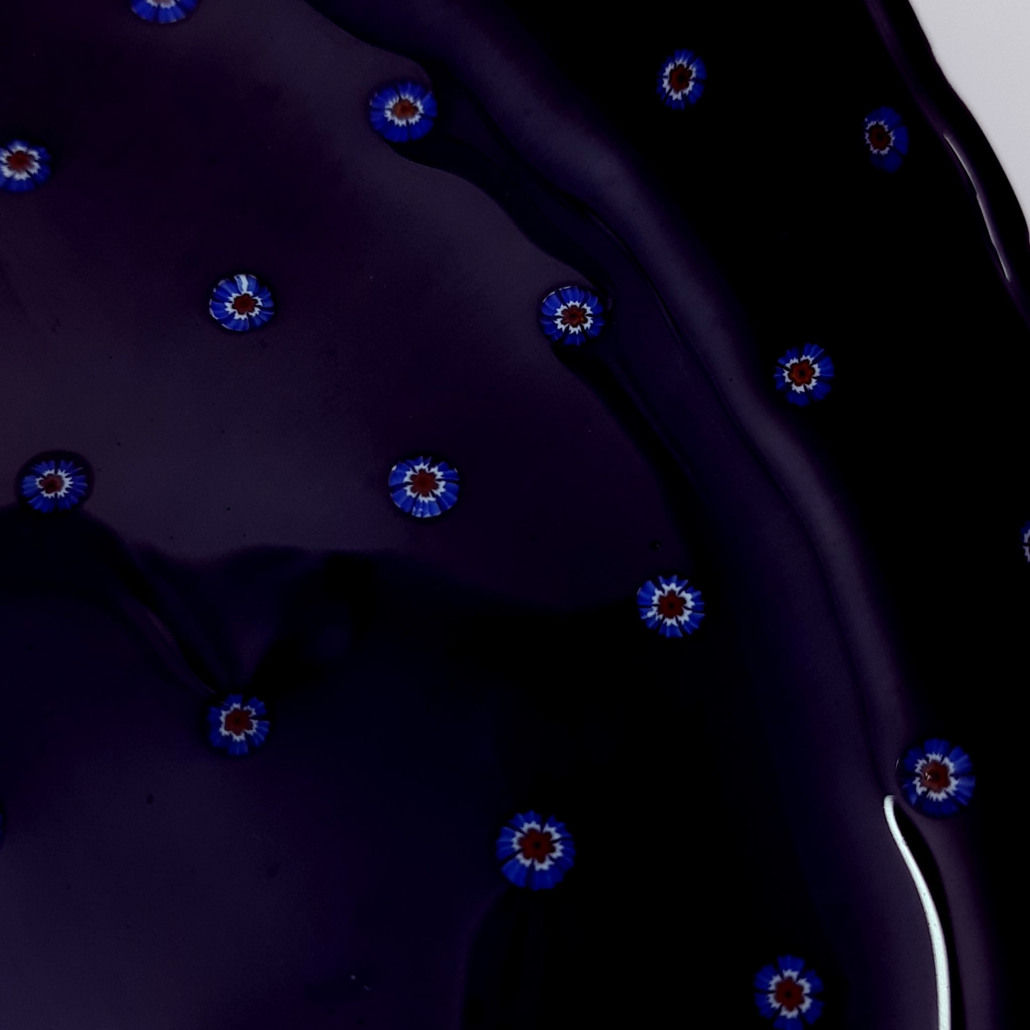 Black Glass Serving Platter with floral murrini inlays - Alternative view 4