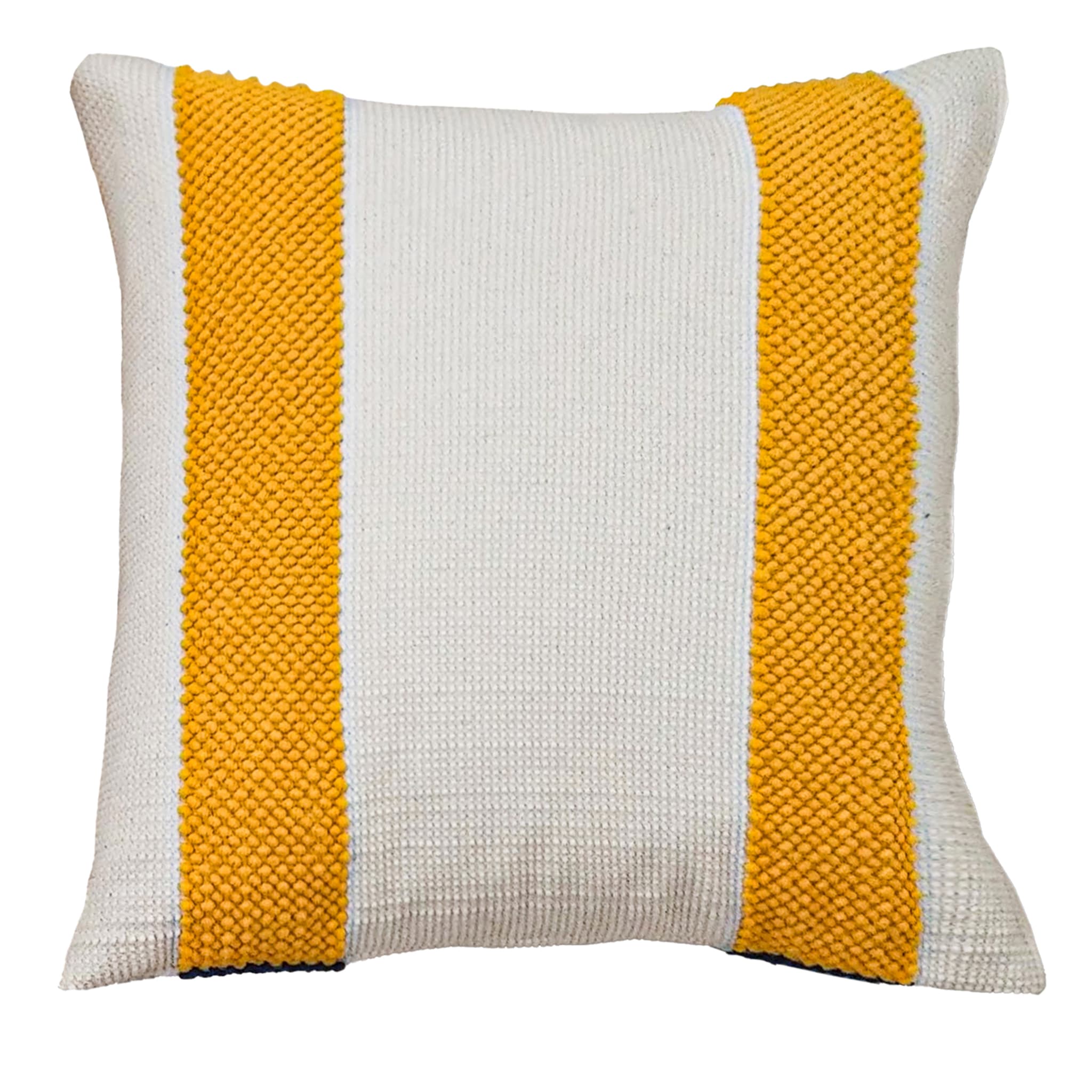 Ecru, Yellow, and Blue Double-Sided Cushion - Main view