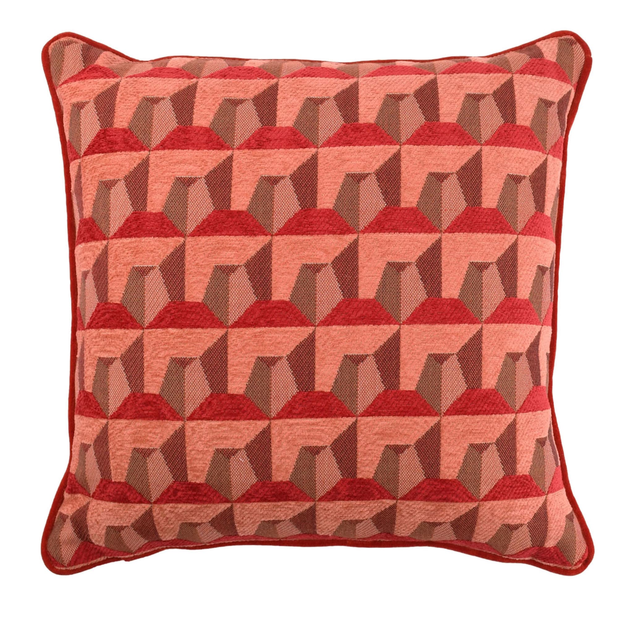 Carrè Cushion in geometric Relief Jacquard Fabric #2 - Main view