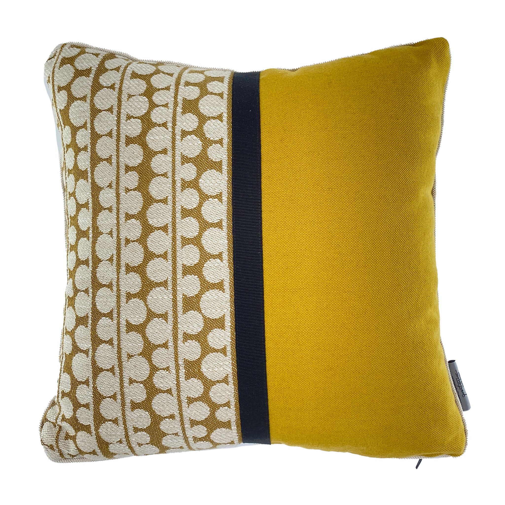 Bouclé Patterned Cinnamon/Mustard Square Cushion - Main view