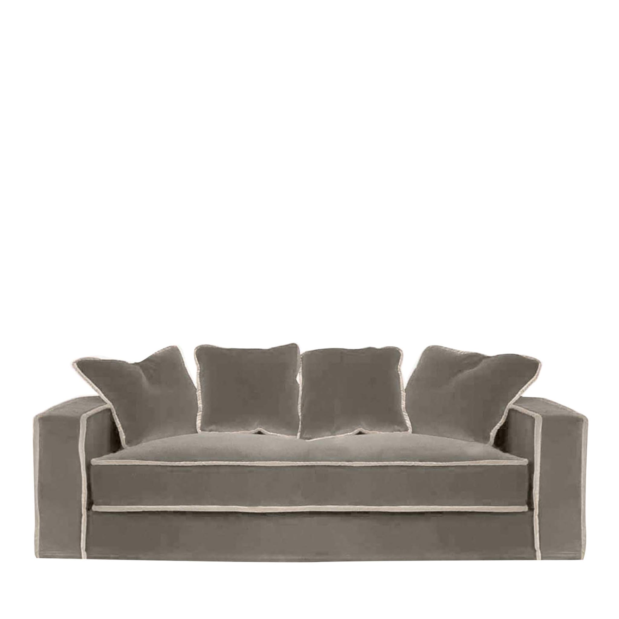 Rafaella Gray & Taupe Velvet 2 Seater Sofa - Main view