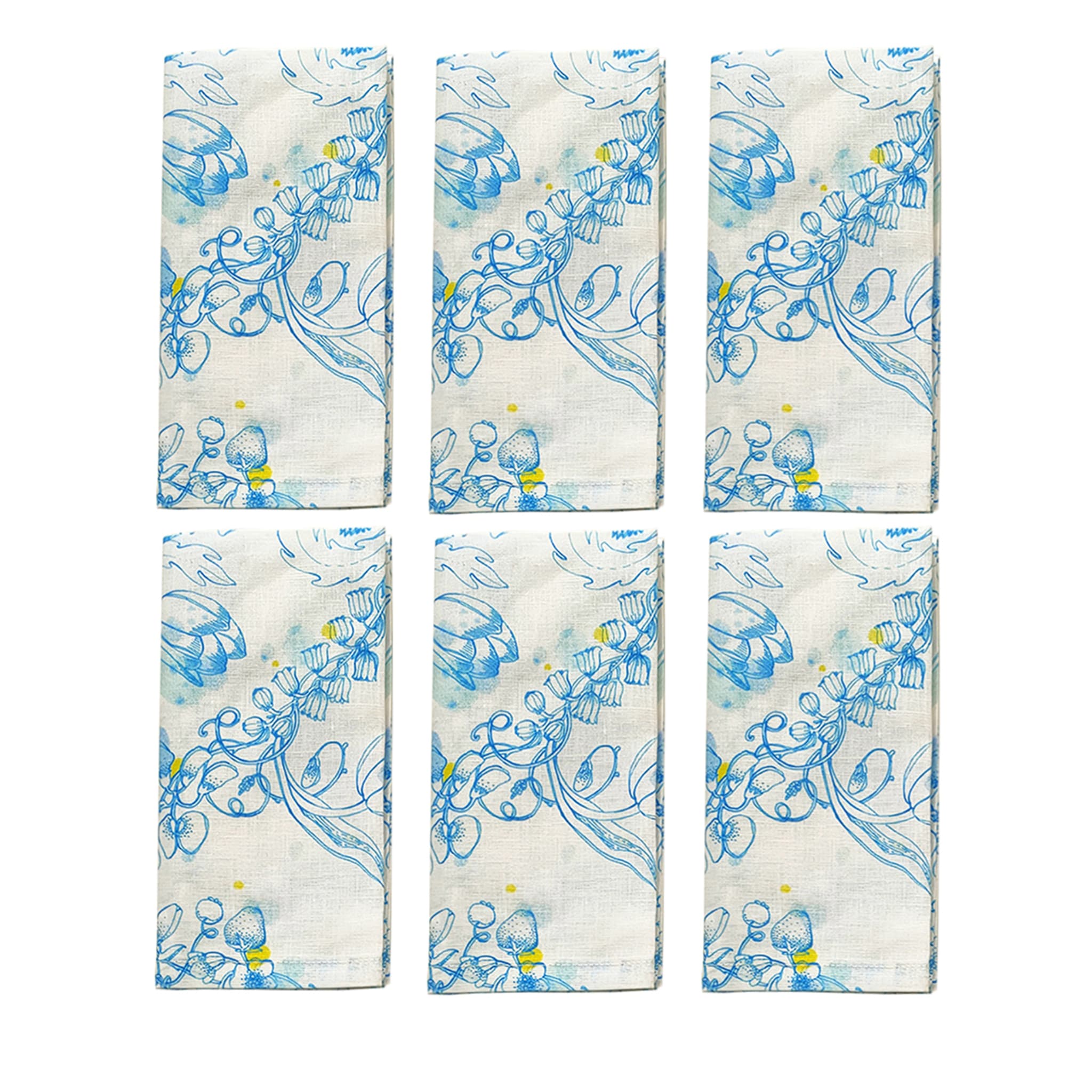 Blue Summer Set de 6 serviettes bleues et blanches - Vue principale