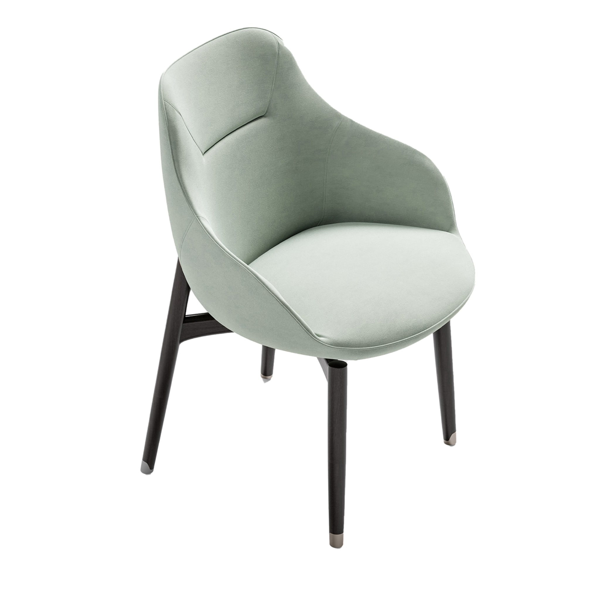 Stuhl aus hellgrünem Samtstoff - Hauptansicht