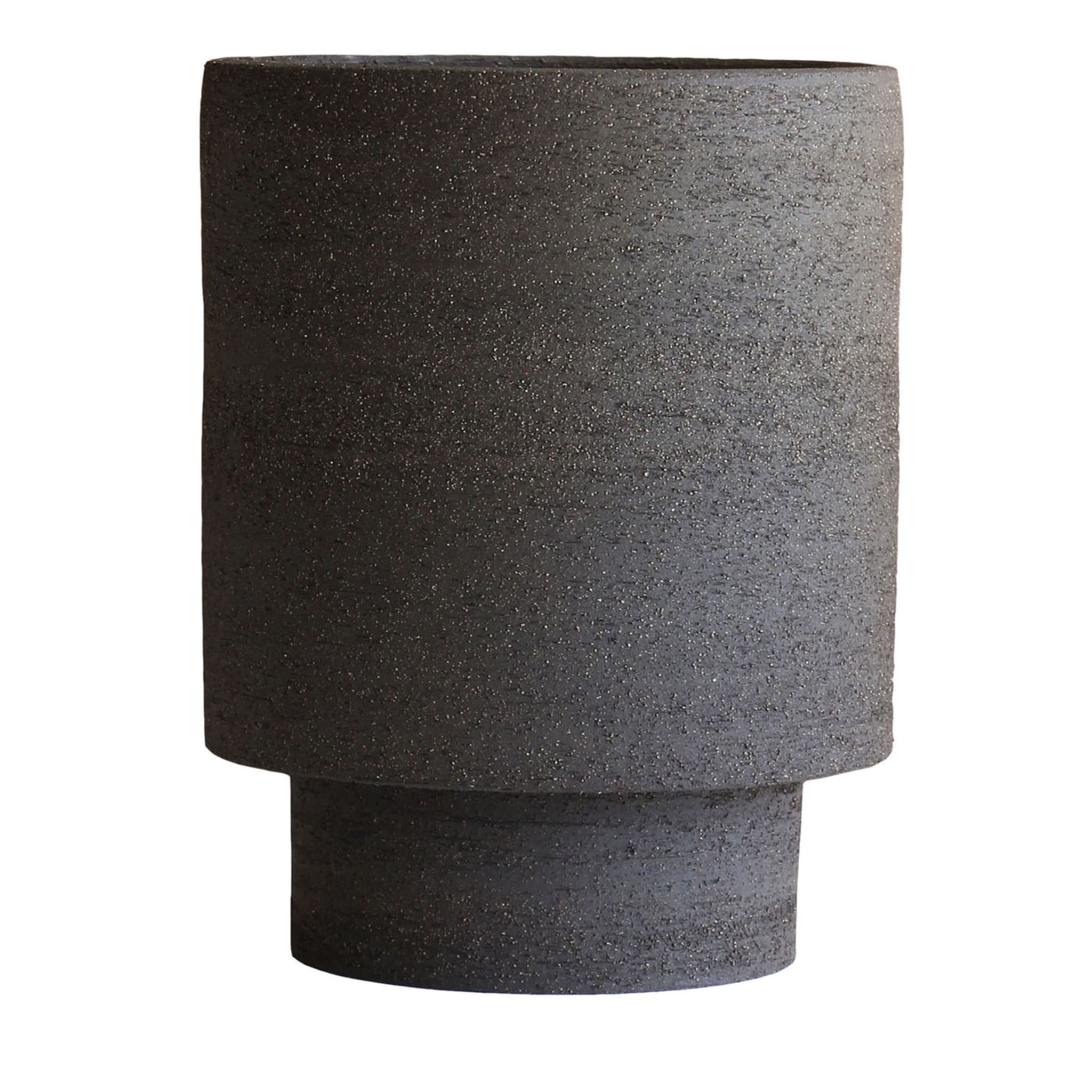 Tower-Like Carbon-Black Decorative Vase - Main view