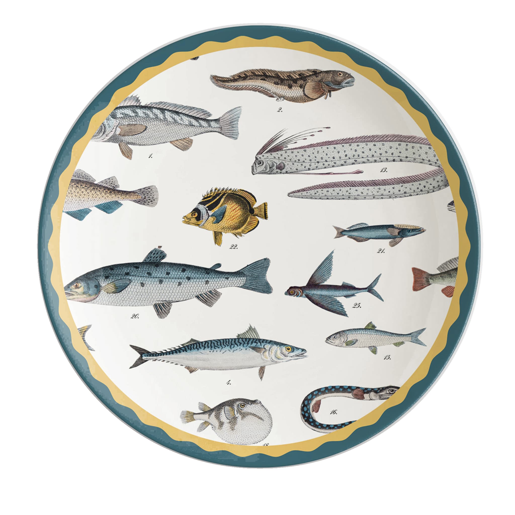 Cabinet De Curiosités Set Of 2 Porcelain Dessert Plates With Fishes - Main view
