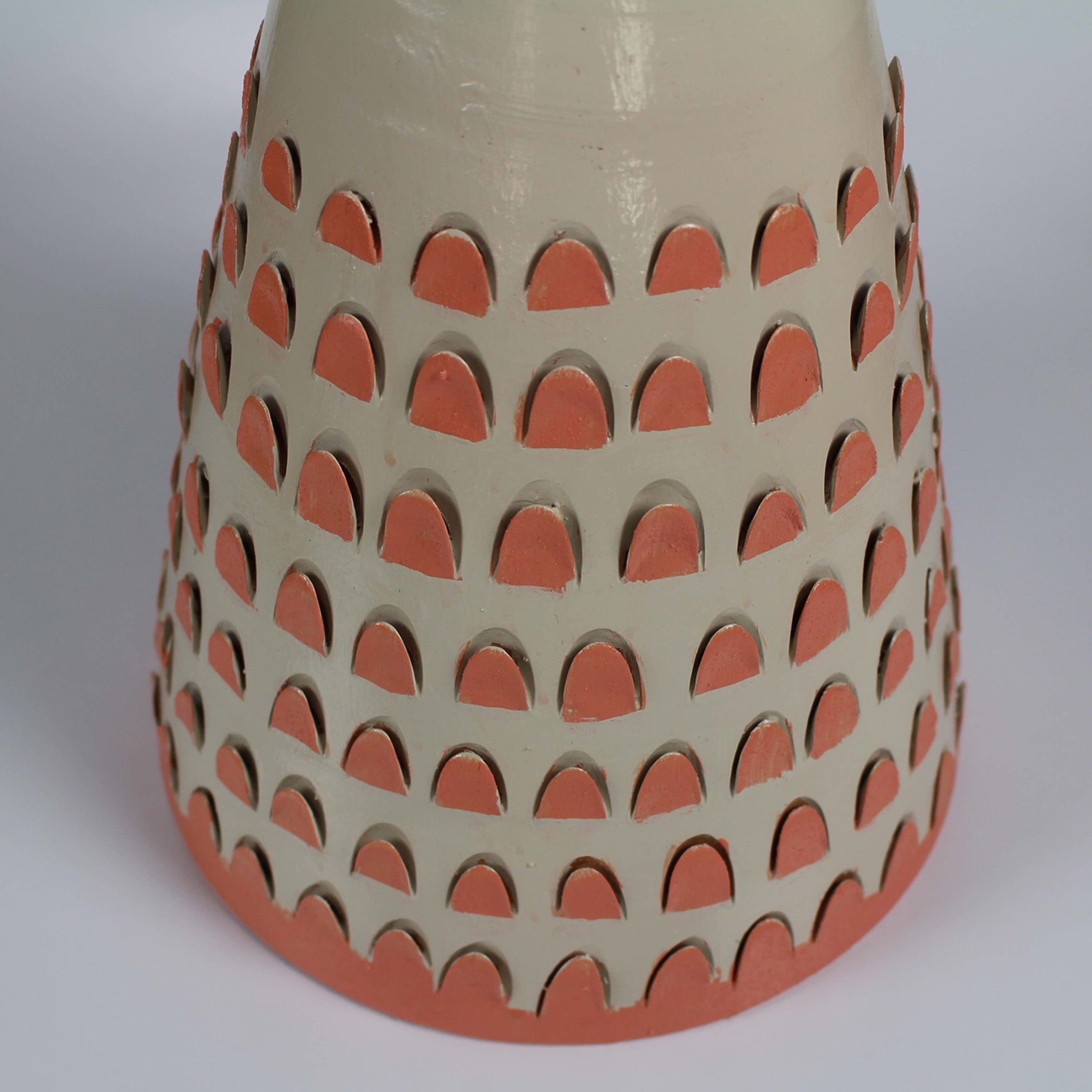 Conical Ecru & Orange Vase 21 by Mascia Meccani - Alternative view 4