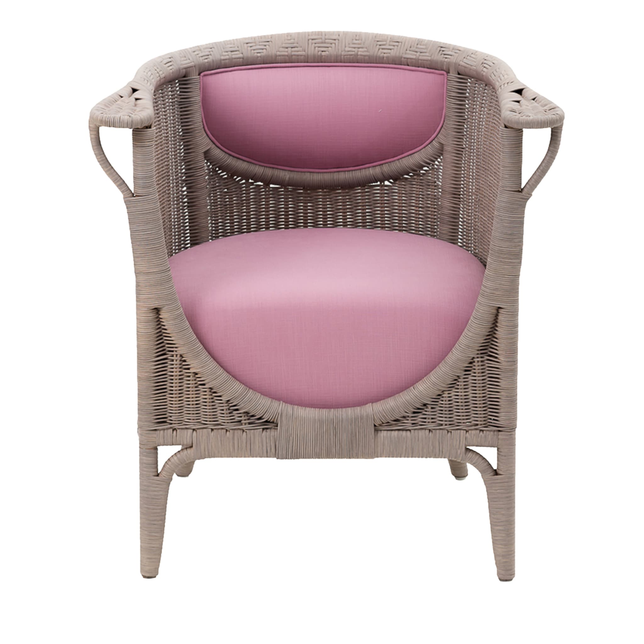 Angelina Pink Rattan Lounge Chair - Main view
