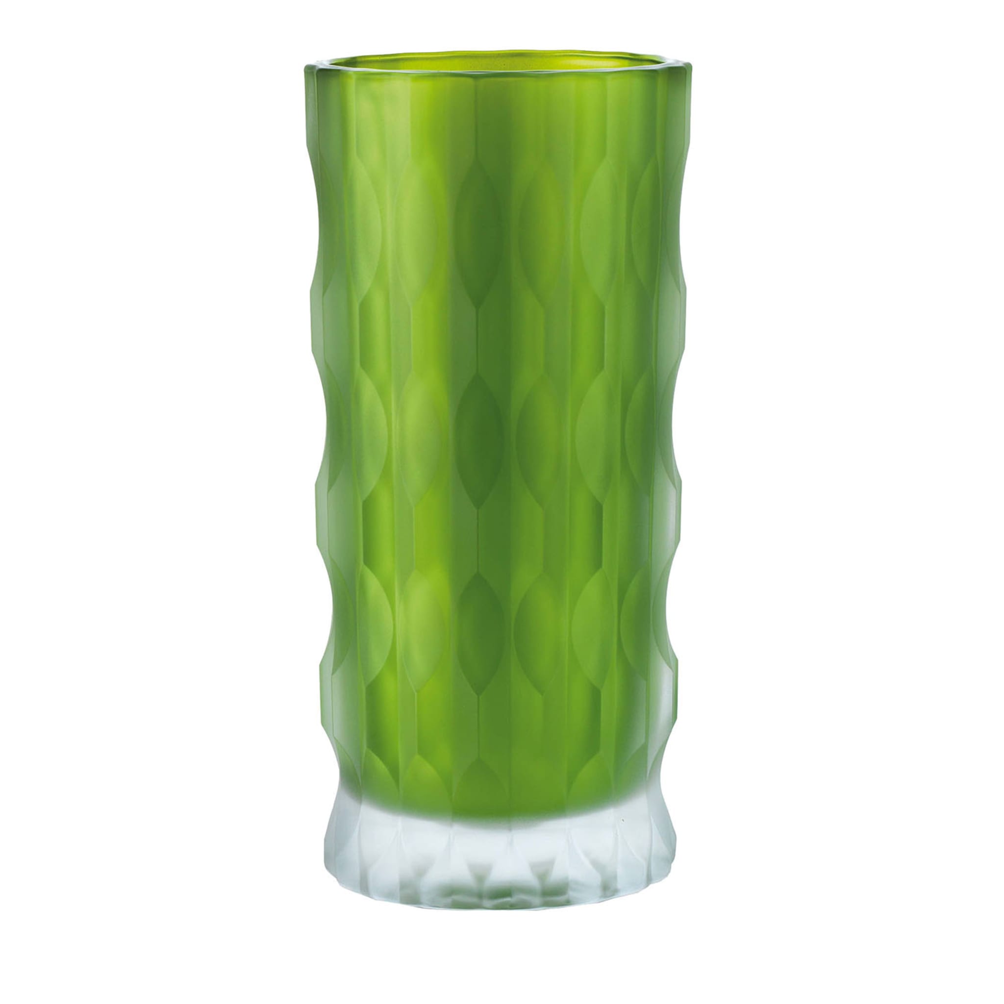 Vase fantaisie gravé vert et transparent - Vue principale