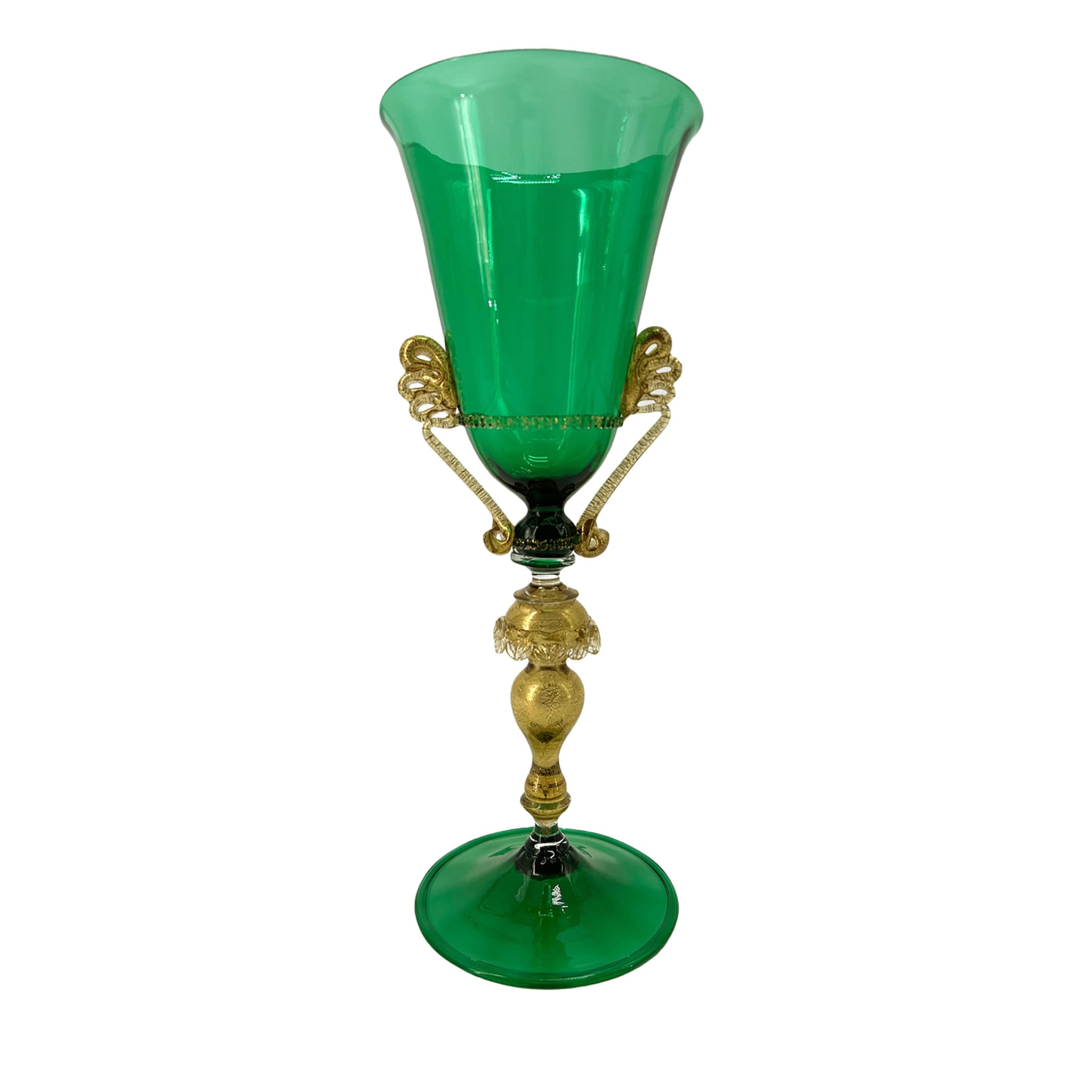 Tipetto Green & Golden Stemmed Glass #1 - Main view