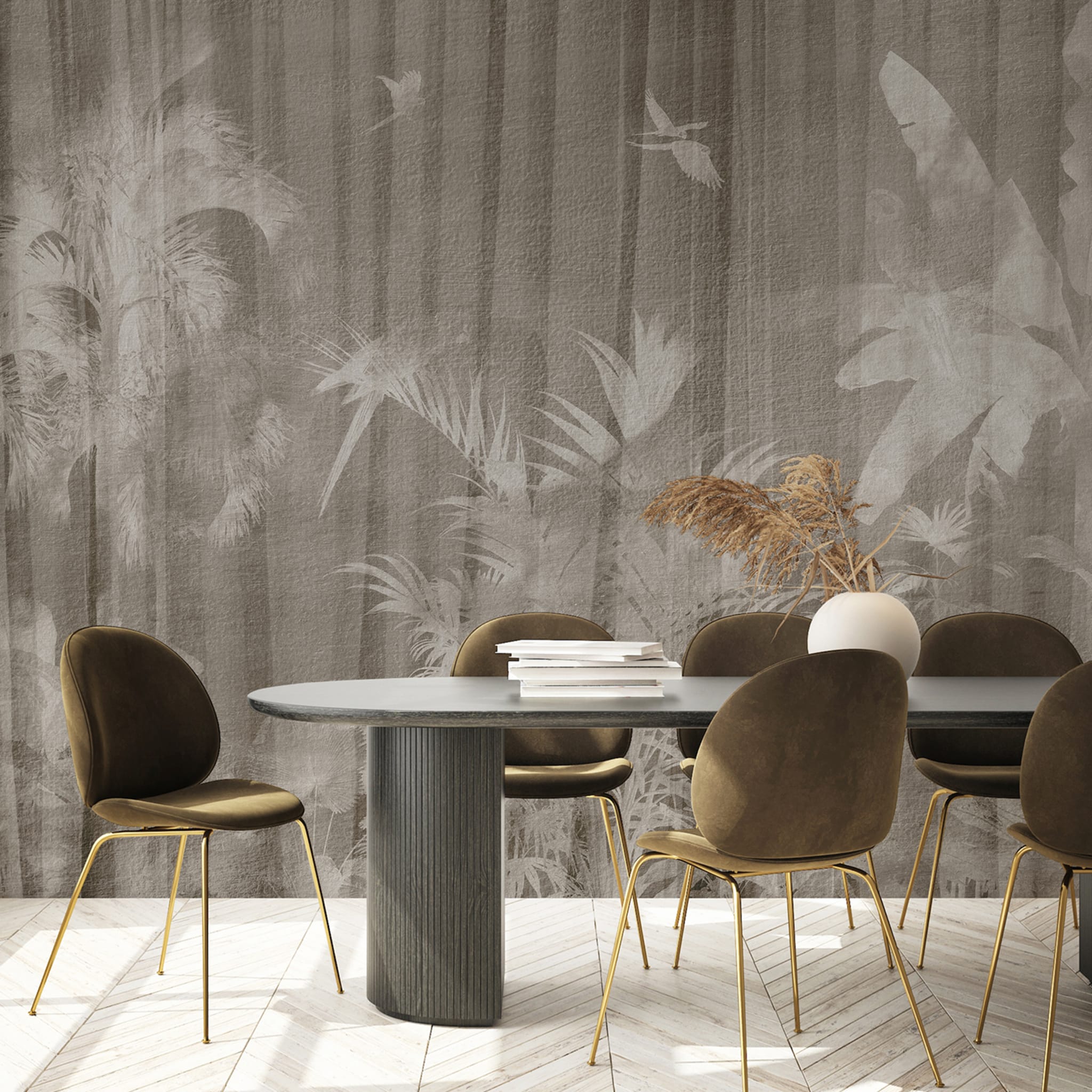Brown Flying parrots textured wallpaper - Alternative view 1