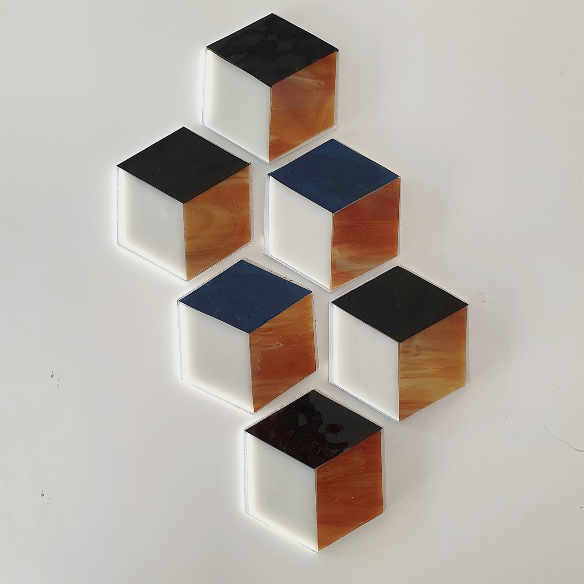 Ocher Hexagonal Tiffany Glass Coasters  - Alternative view 3