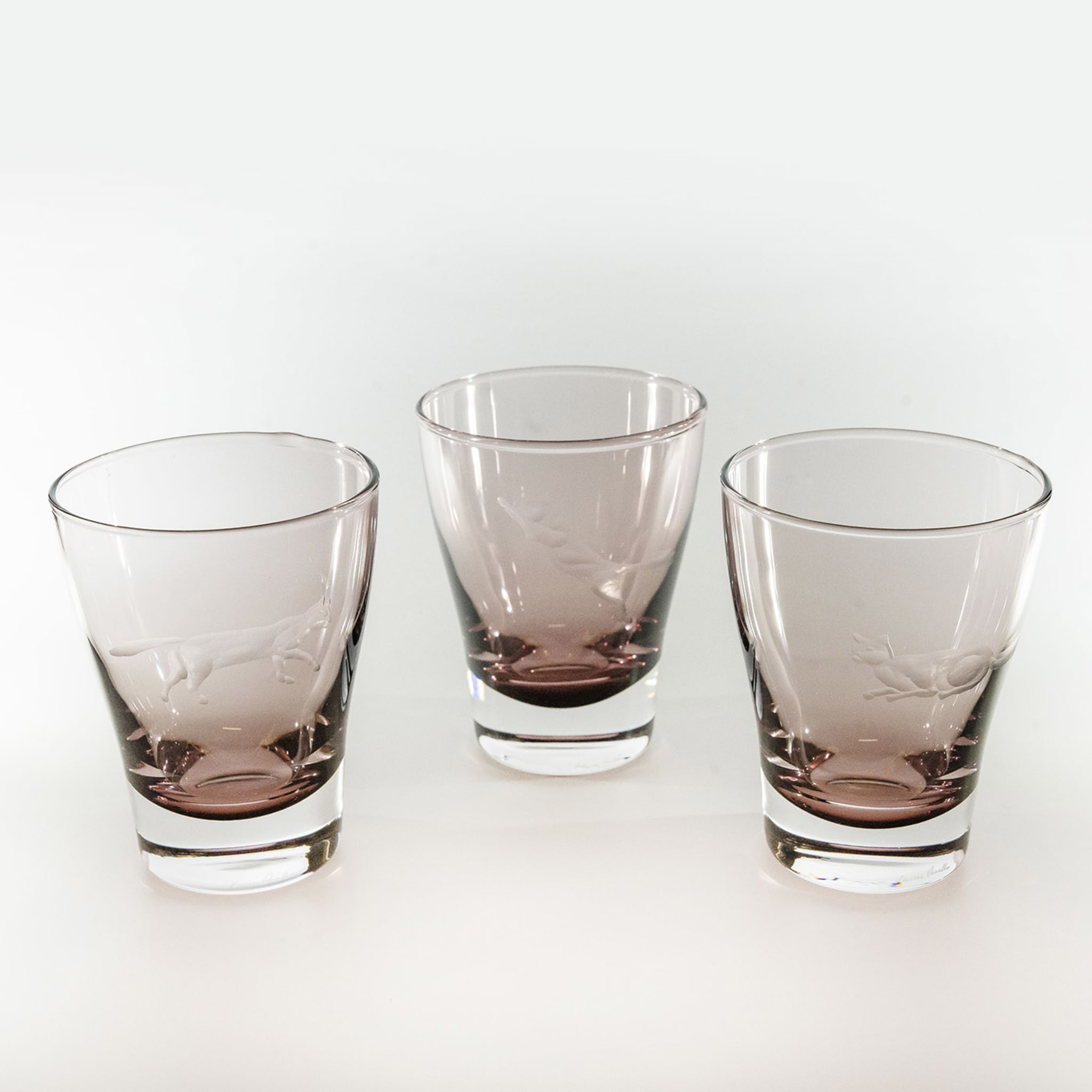 Cat Set of 6 Etched Purple Water Glasses #3 - Alternative view 1