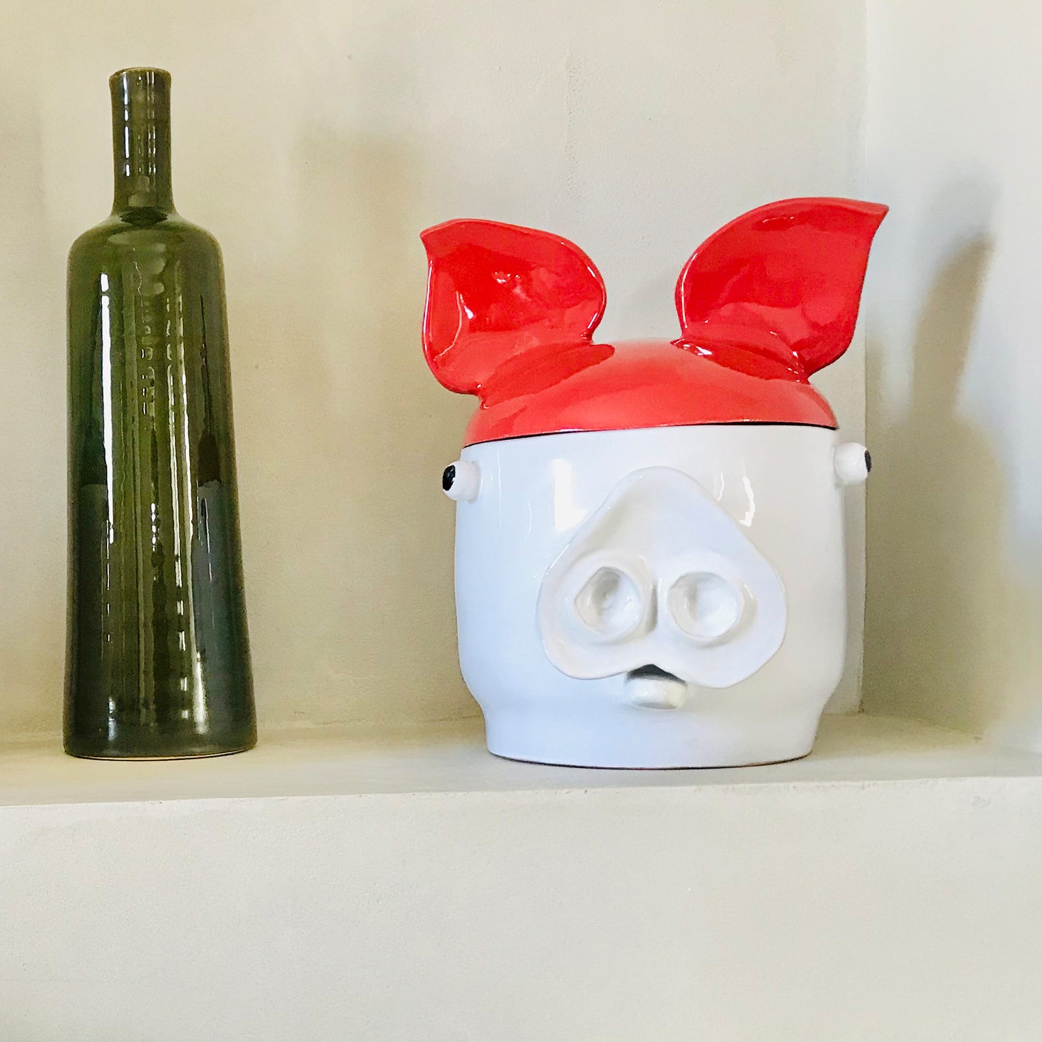 Pig Large Red and White Container with Lid - Alternative view 5